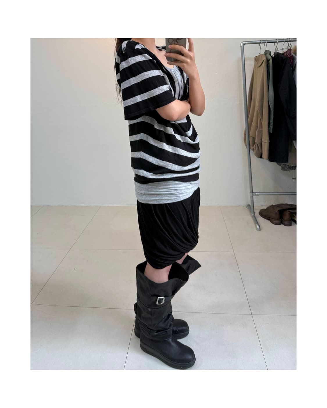 빈티지 드레이프 레이어드 티셔츠 상품이미지3