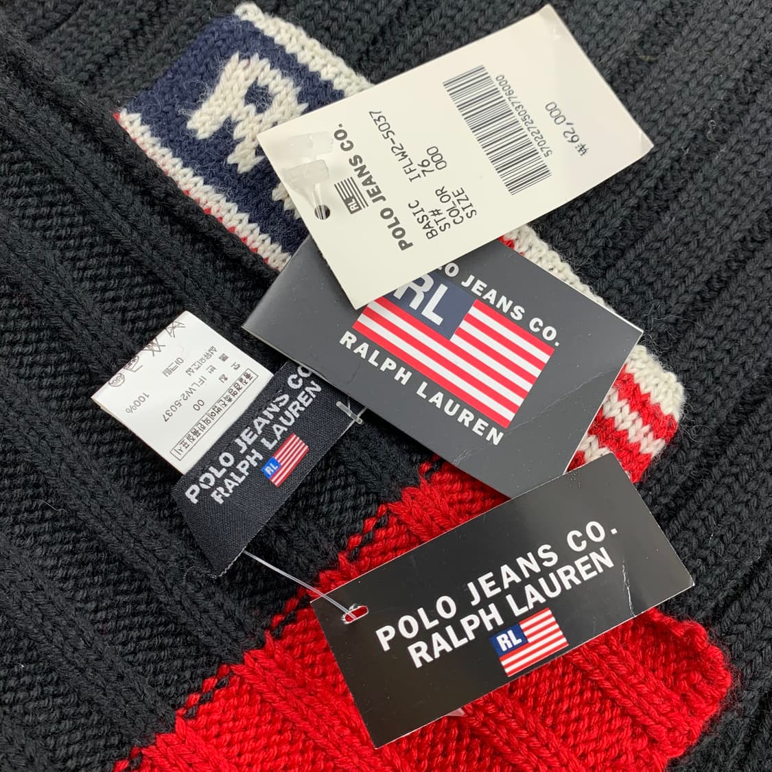 폴로 진스 성조기 로고 골지 니트 머플러 상품이미지4