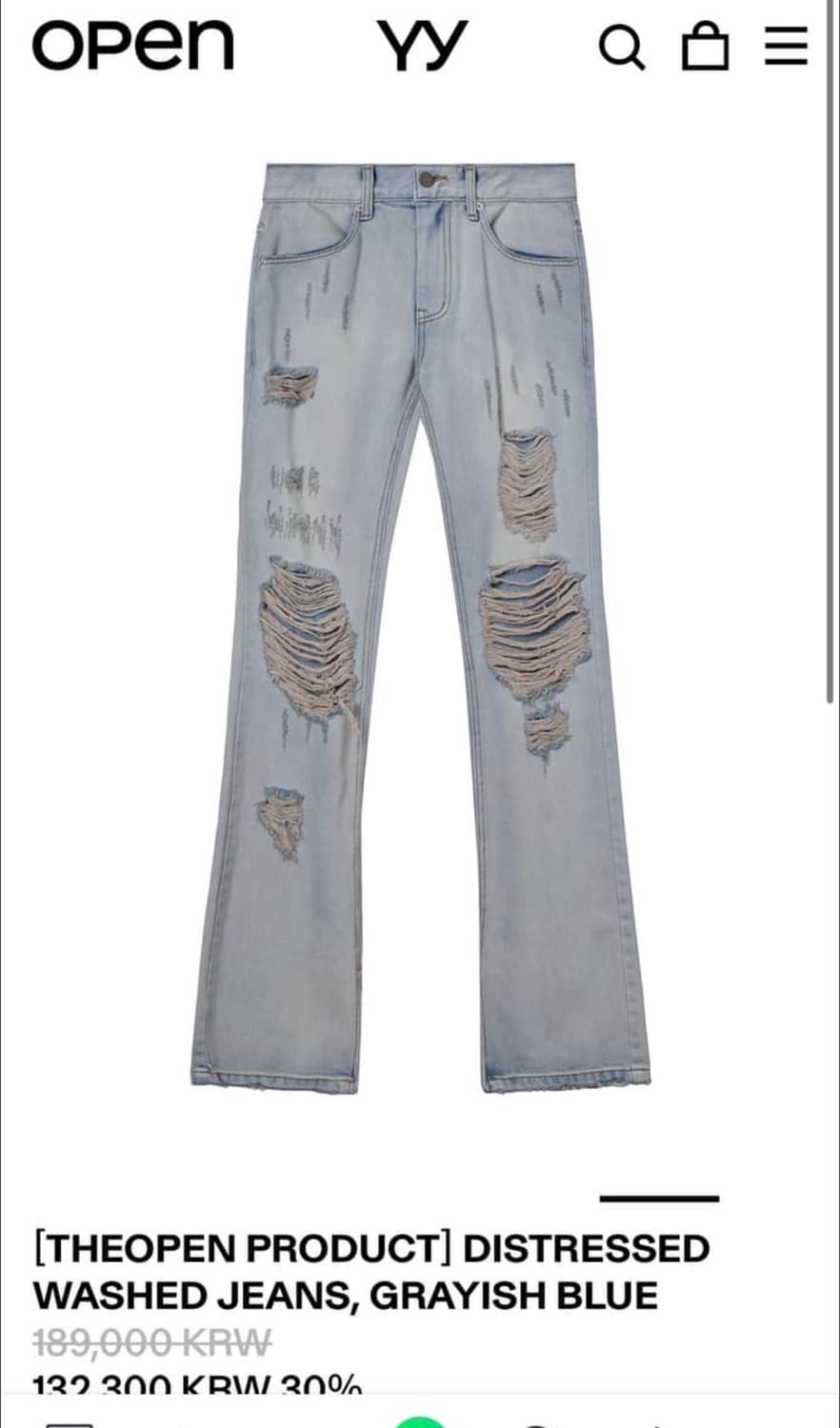 택x새상품, 무료배송) 오픈와이와이 데님 팬츠 3사이즈 상품이미지1