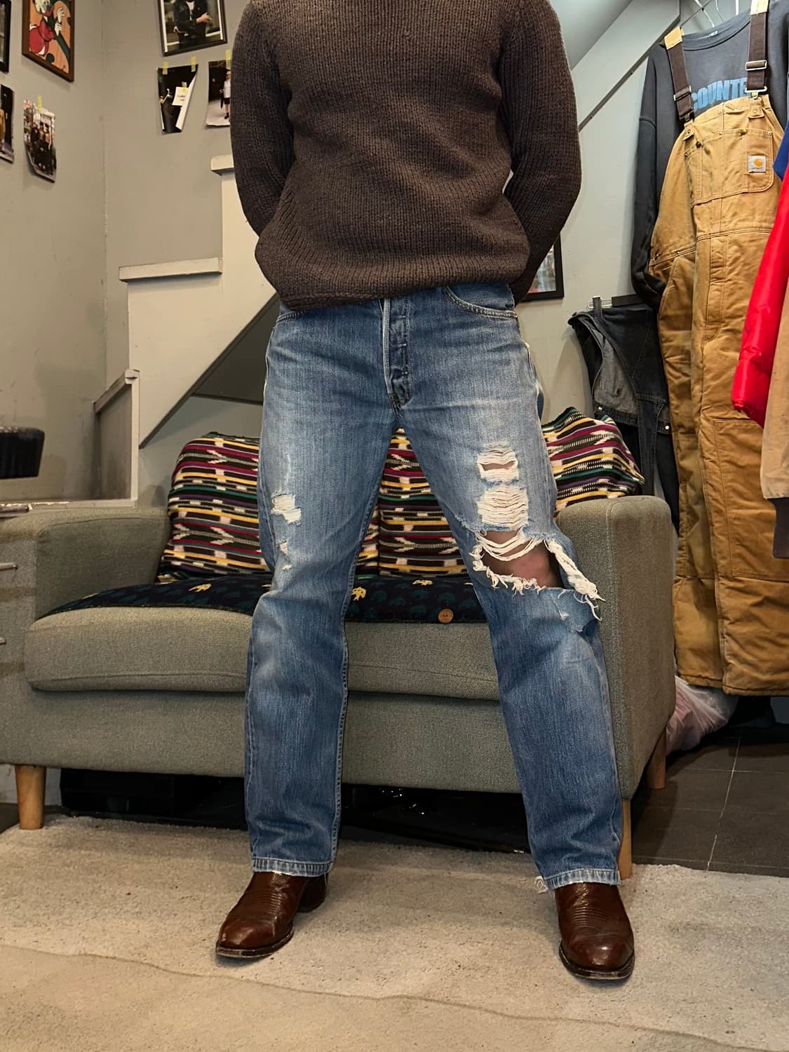 90’s Levi’s 501 553 USA distressed denim 상품이미지2