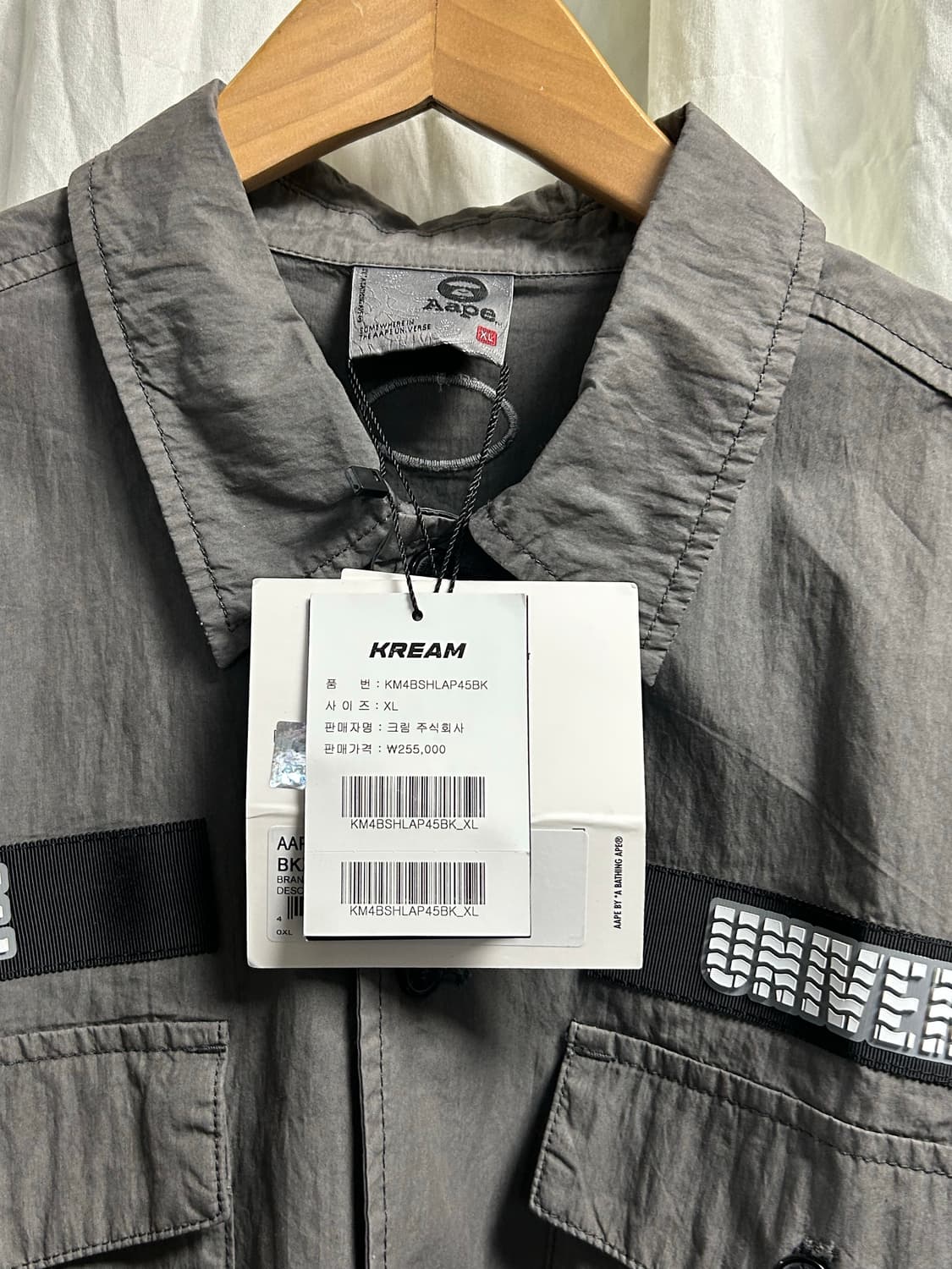 에이프 롱 슬리브 셔츠 블랙 XL 상품이미지3