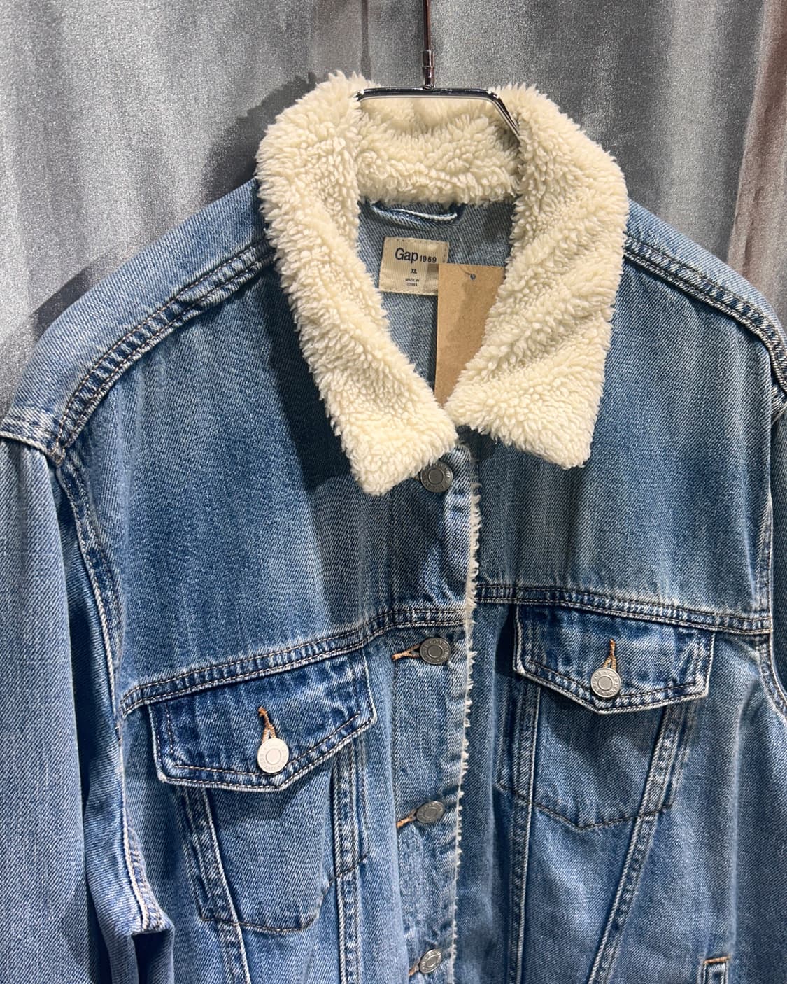 XL GAP 갭 연청 양털 쉐르파 데님 트러커 자켓 상품이미지4