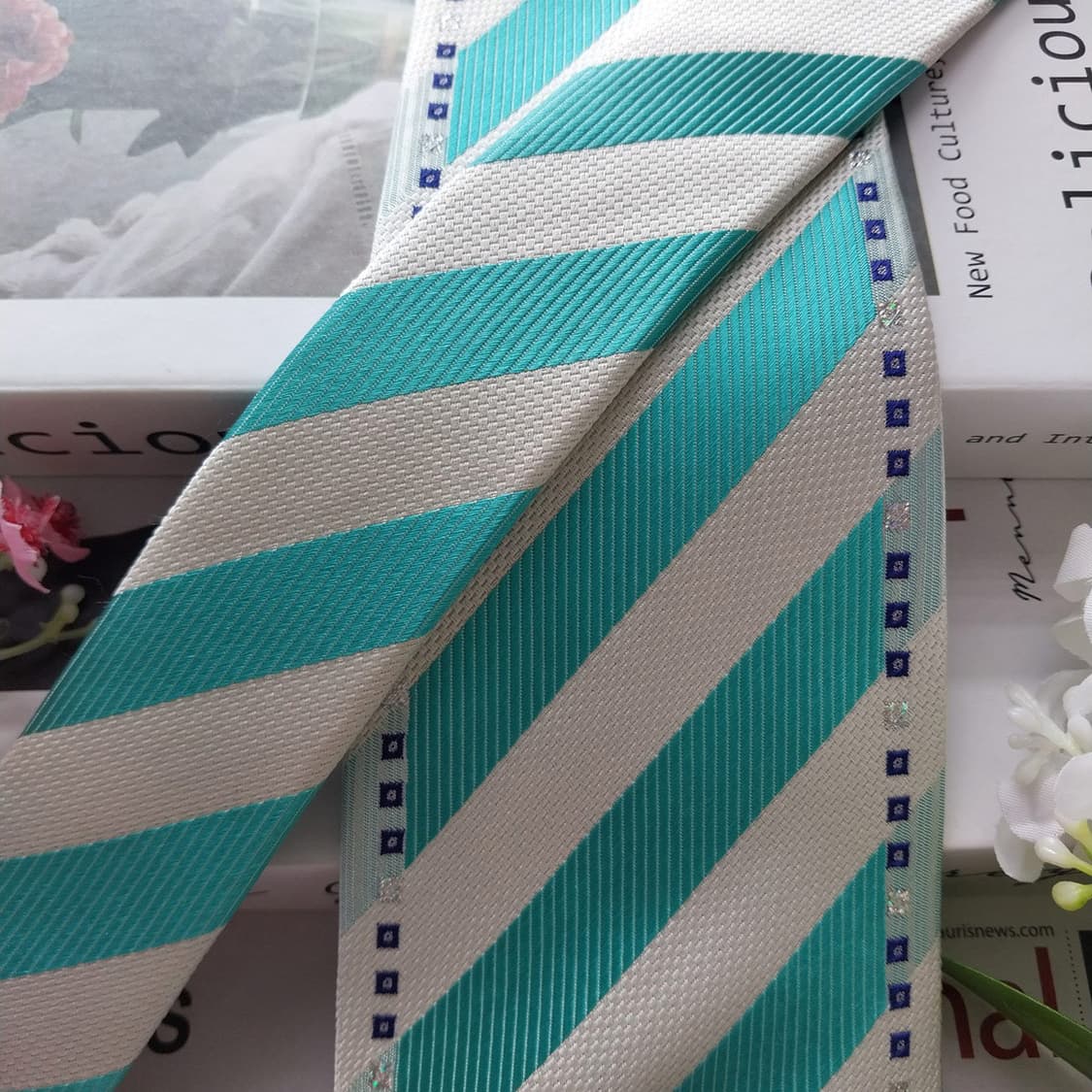 엠씨엠 실크 민트 스트라이프 넥타이 9.3cm A+등급 K2217 상품이미지4
