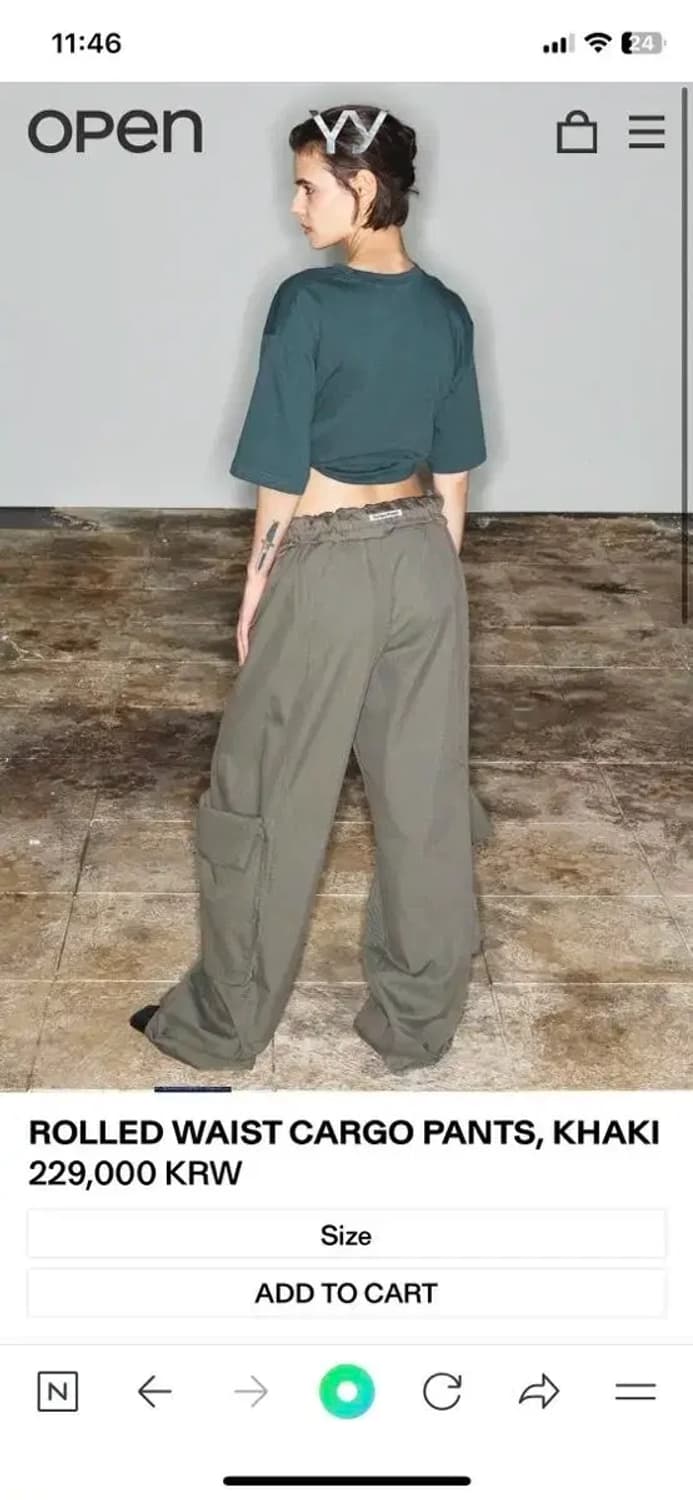 rolled waist cargo pants, khaki 상품이미지3