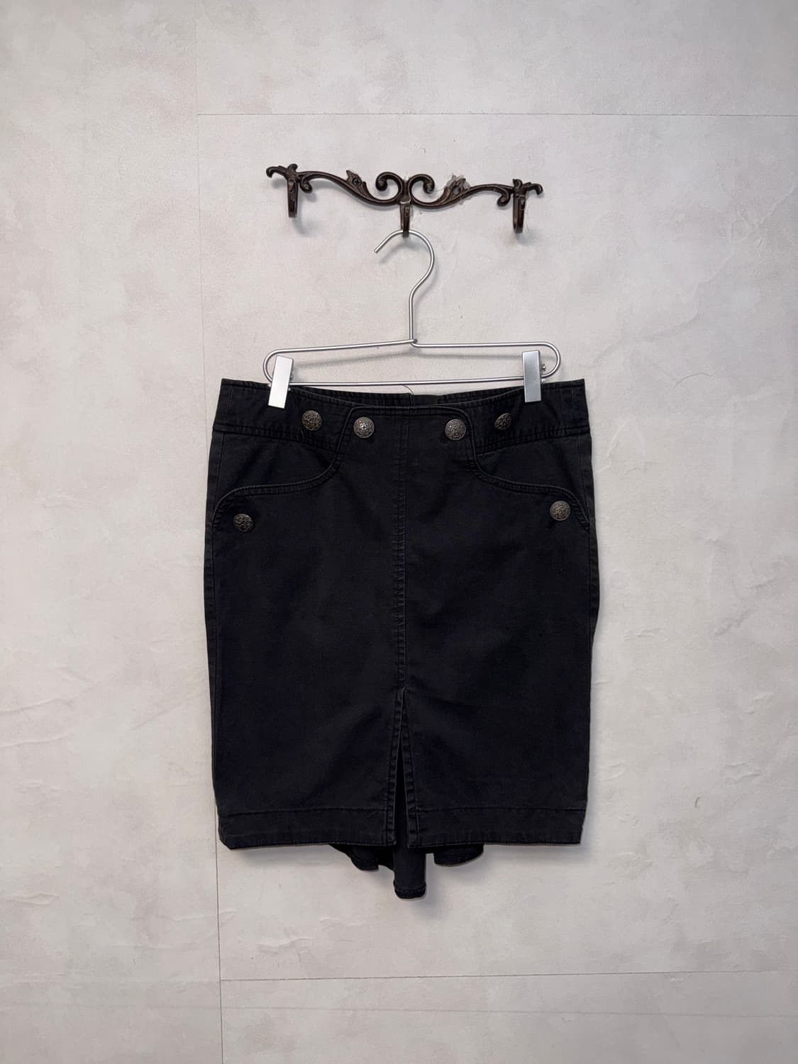 Egoist black draped button midi skirt 상품이미지1