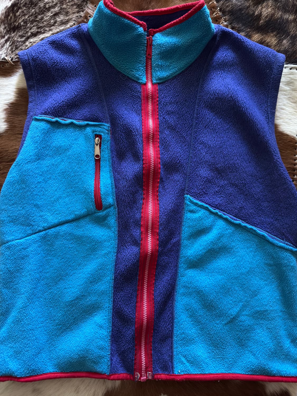 80s USA 시에라디자인 컬러블록 리버시블 플리스 베스트 상품이미지4