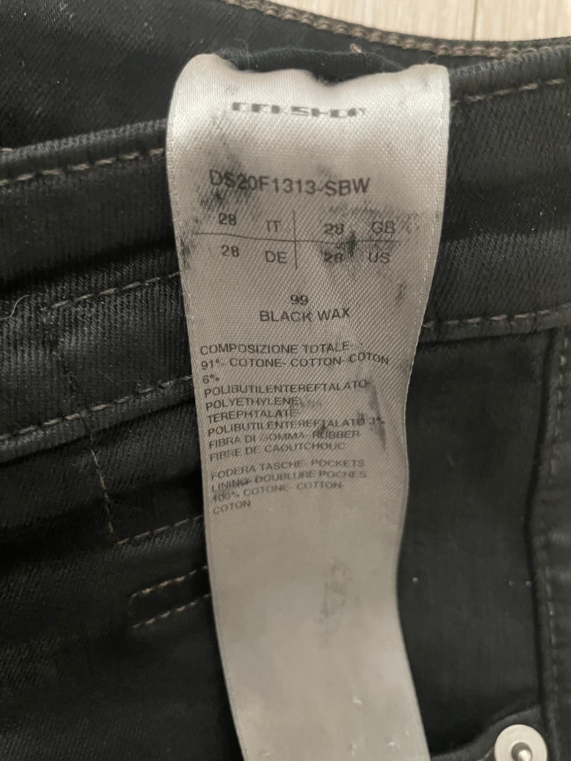 릭오웬스 부츠컷 블랙왁스 코팅 데님진 SBW 상품이미지6