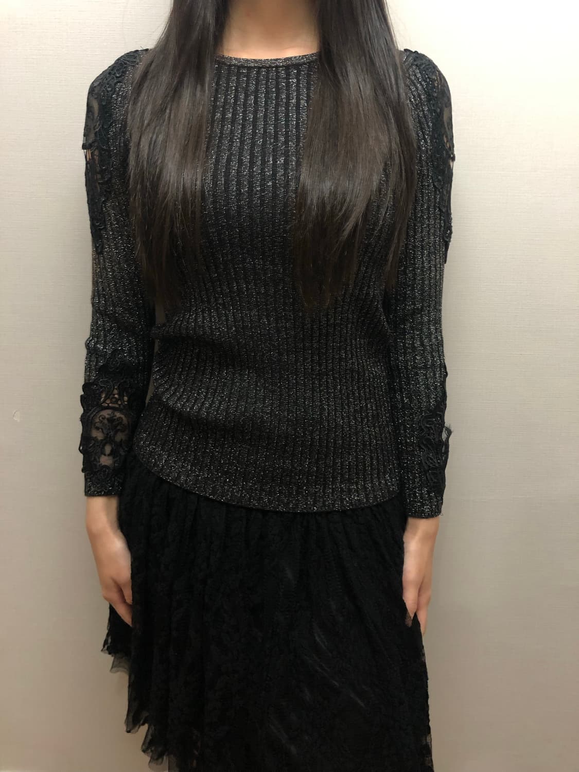 빈티지 블랙 레이스 글리터 니트 상품이미지7