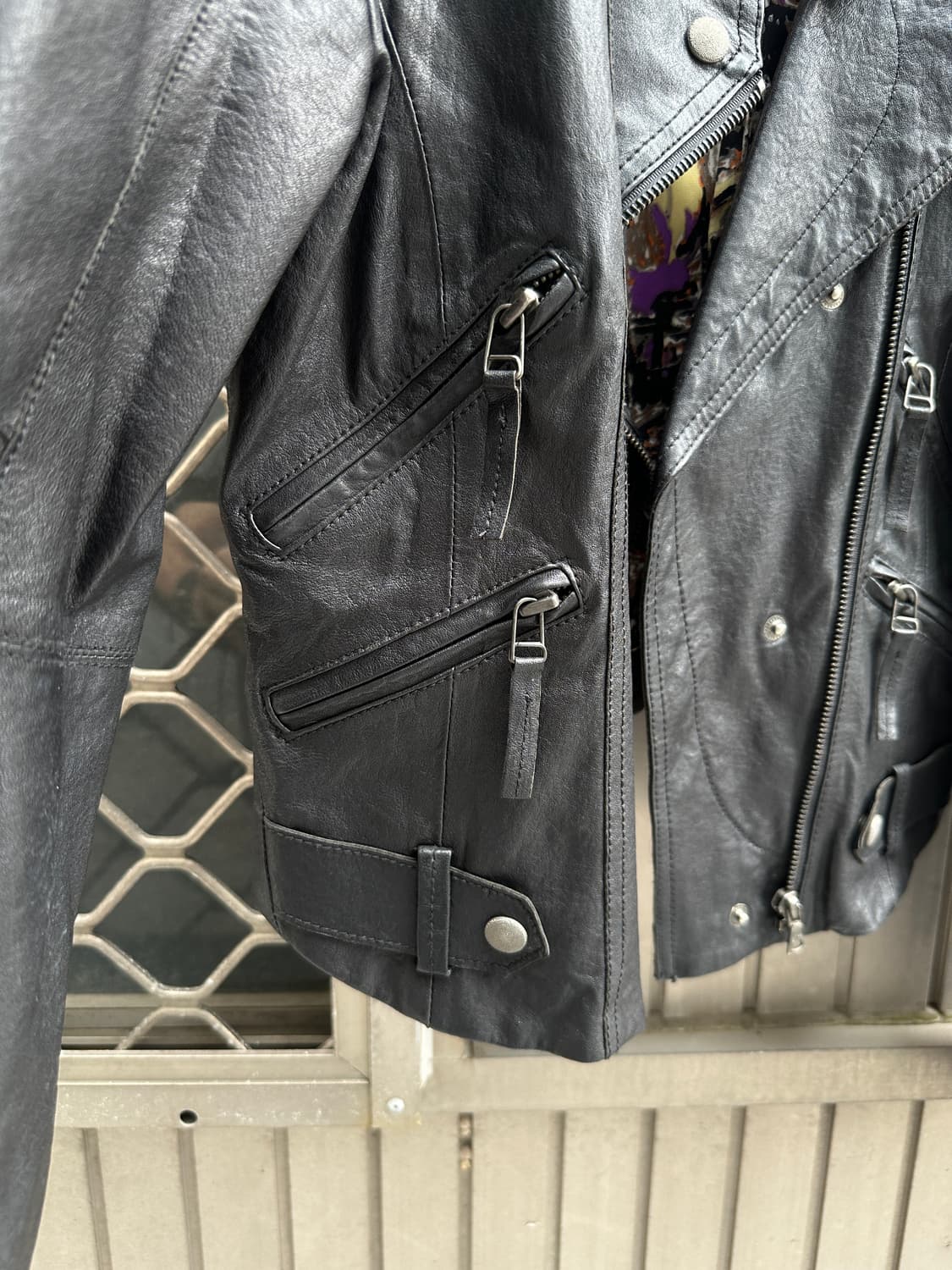 Benetton lamb skin side zipper biker jac 상품이미지3