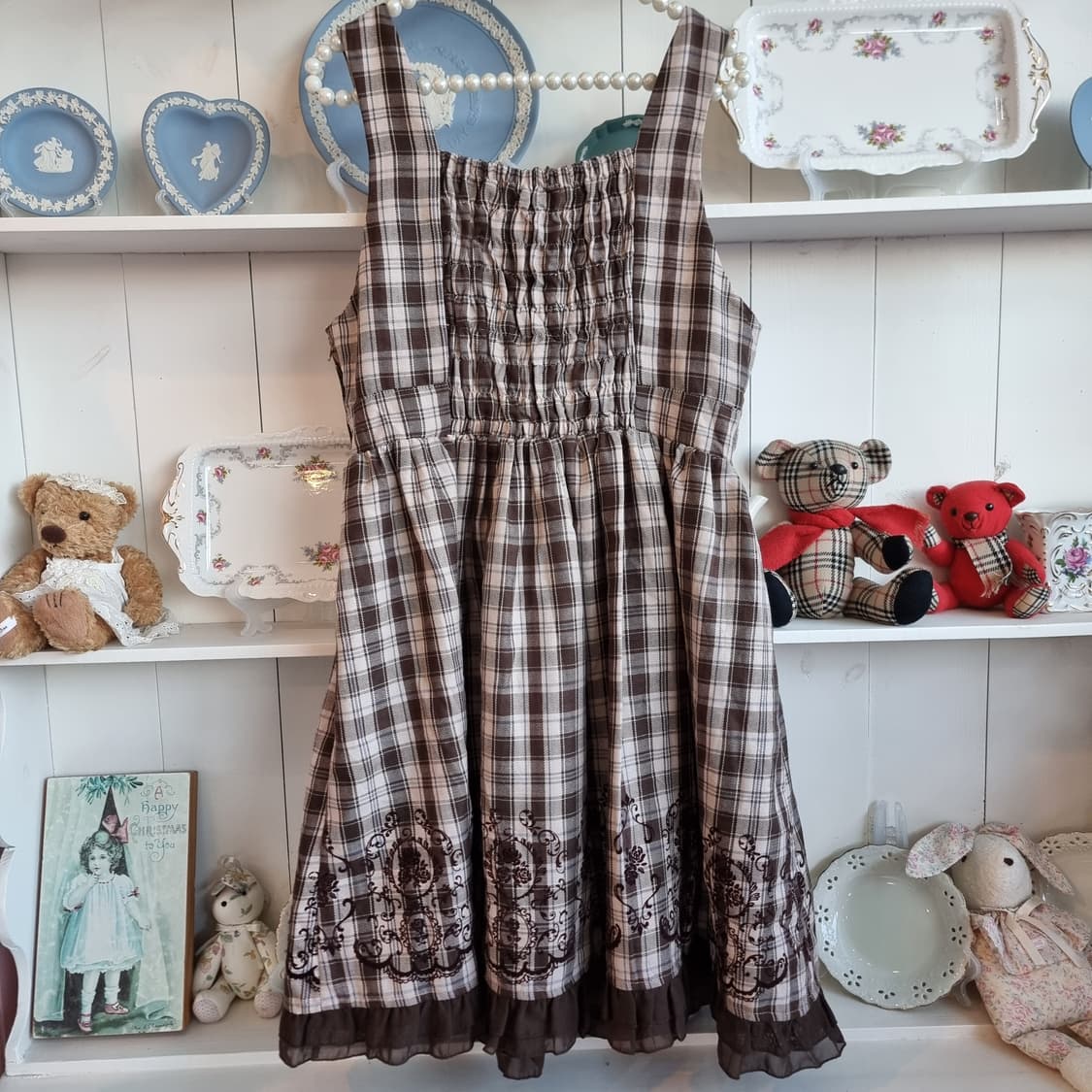 axes femme(악세즈팜므) 모카브라운 체크 원피스 상품이미지8