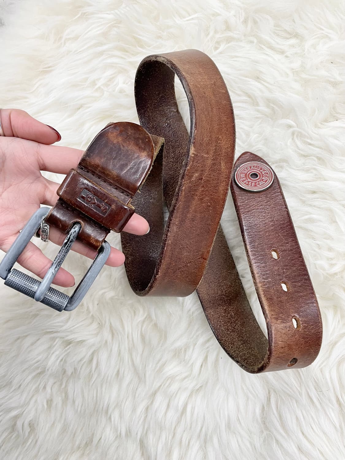 리바이스 리얼레더 로고 스터드 버클 벨트 상품이미지1