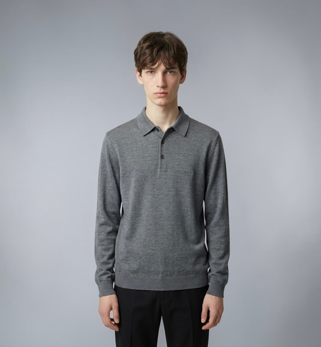 M/ 휴고보스 블랙라벨 로고 인터로크 폴로니트 상품이미지1