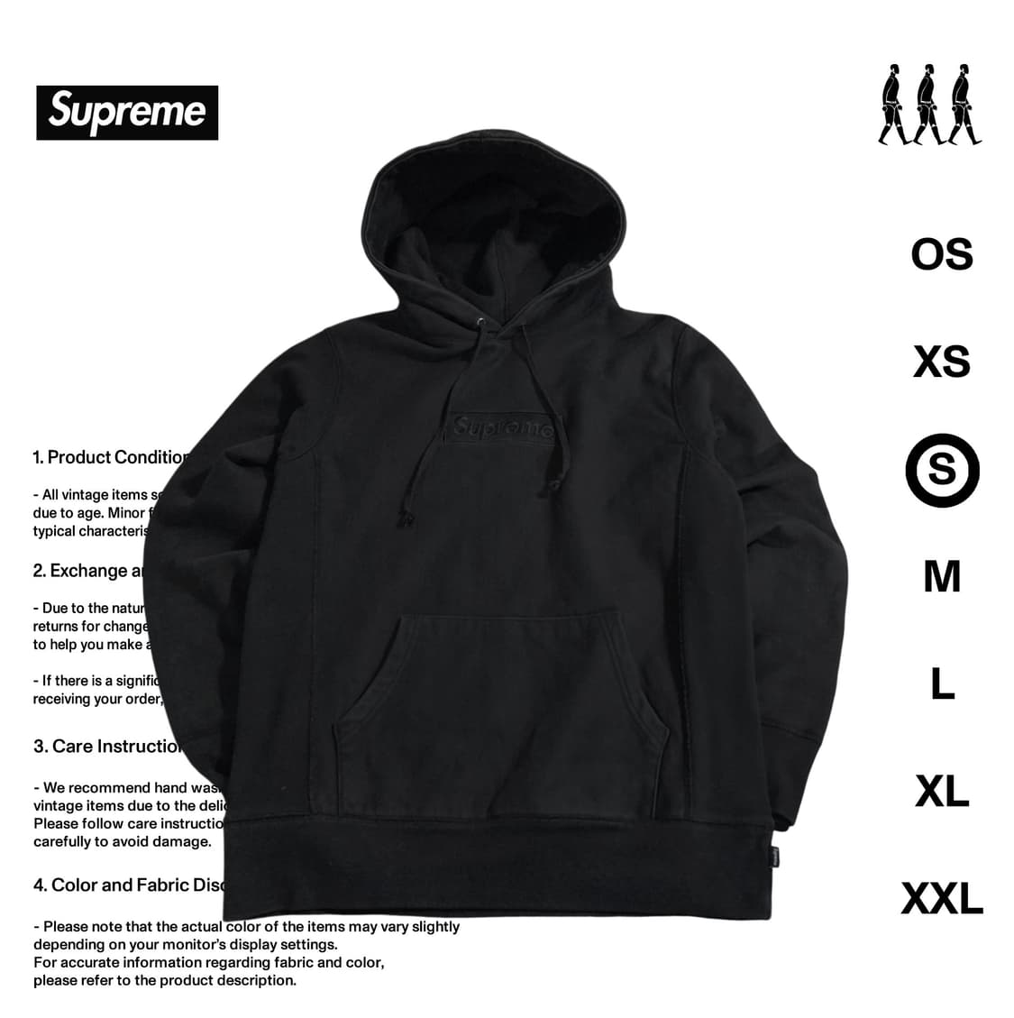 슈프림 14년도 박스로고 블랙 S사이즈 후드티 상품이미지1