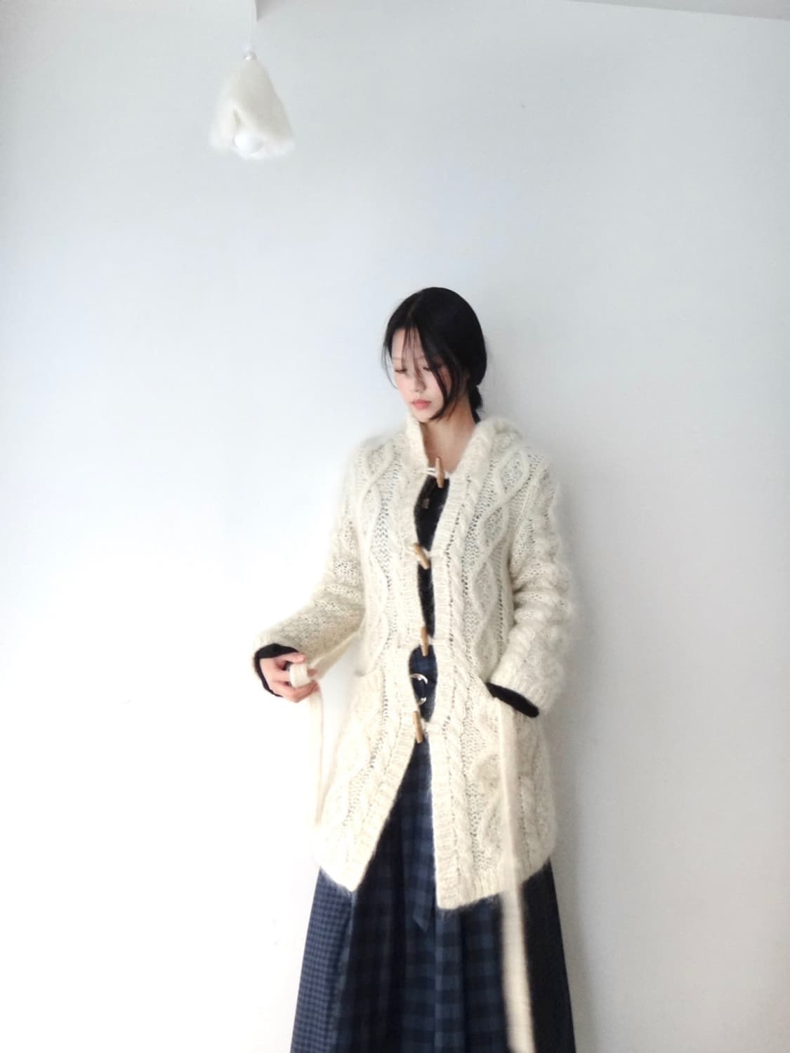 Toggle duffle hoody cardigan / ivory 상품이미지5