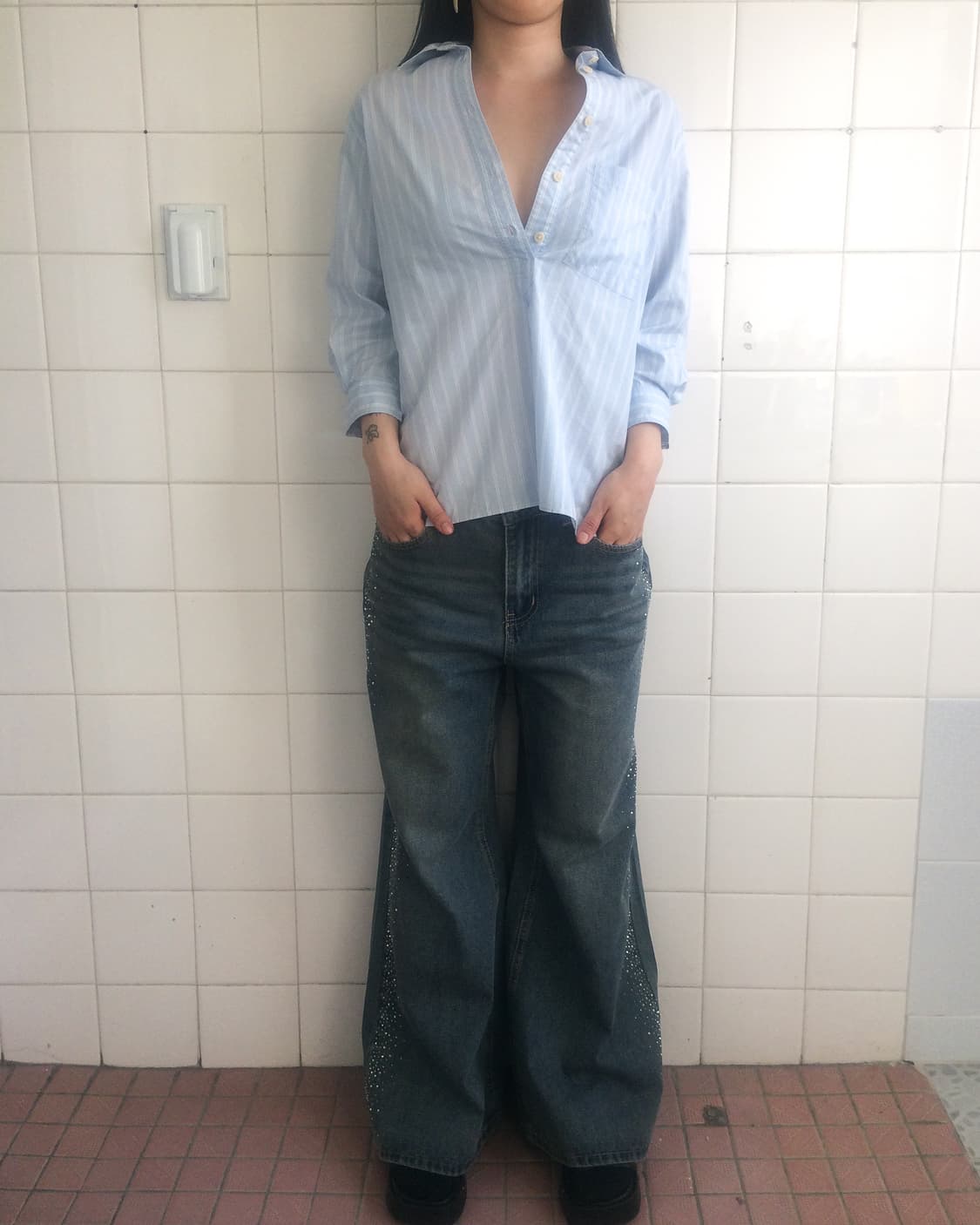 Mhl stripe pattern shirt top 상품이미지5