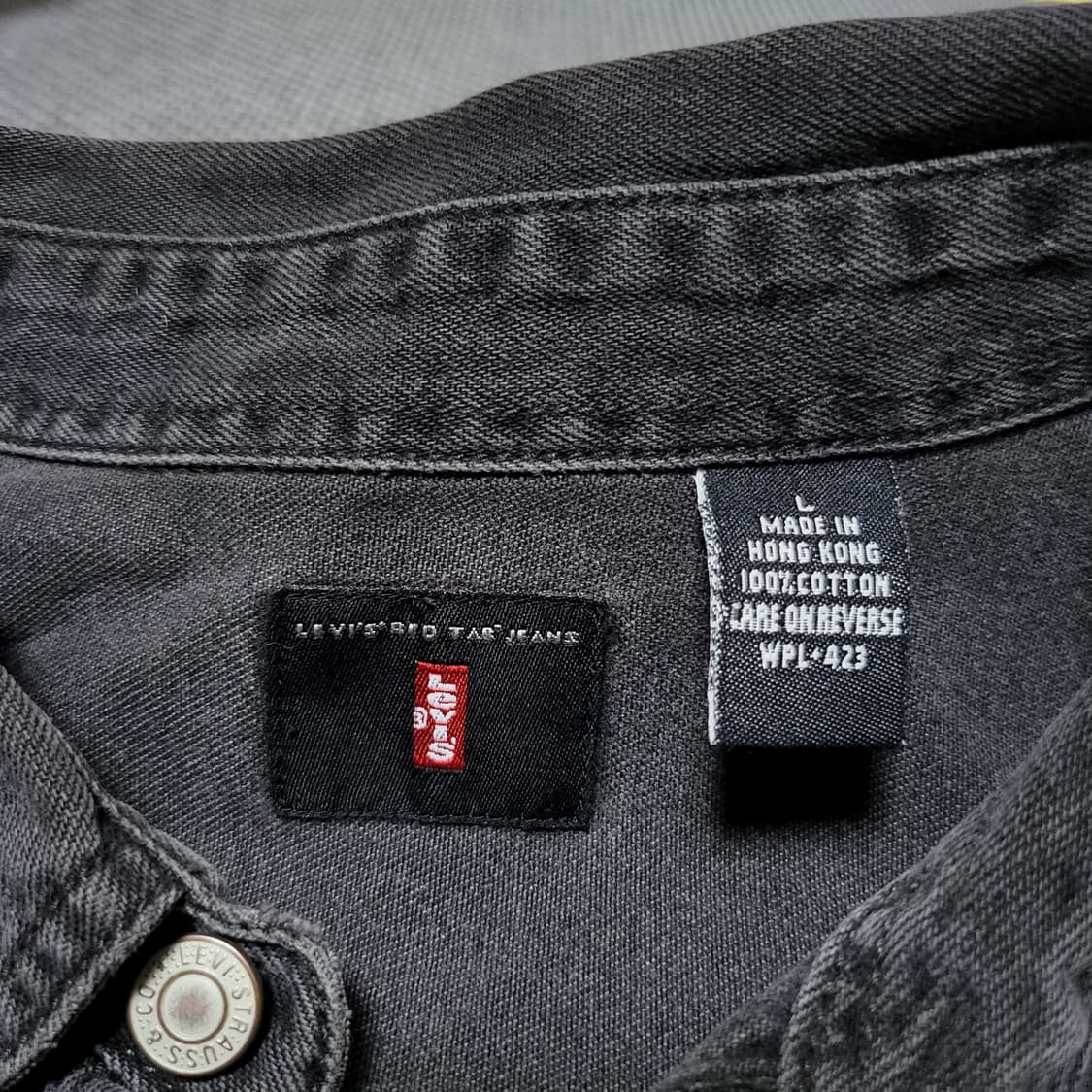 90s 리바이스 정품 흑청 데님 긴팔 셔츠 (L) 상품이미지4