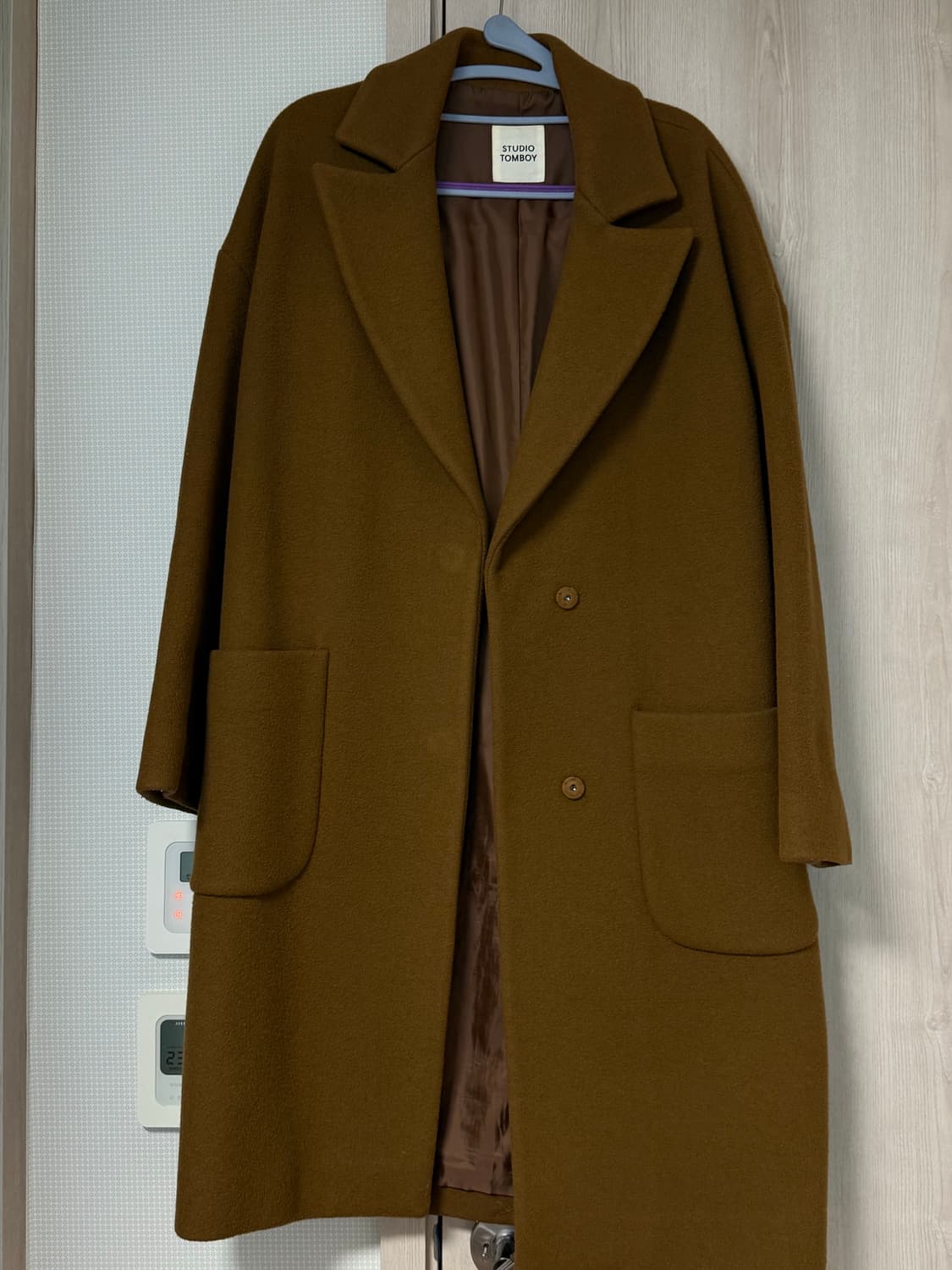 스튜디오톰보이 브라운 울 혼방 롱 코트 상품이미지1