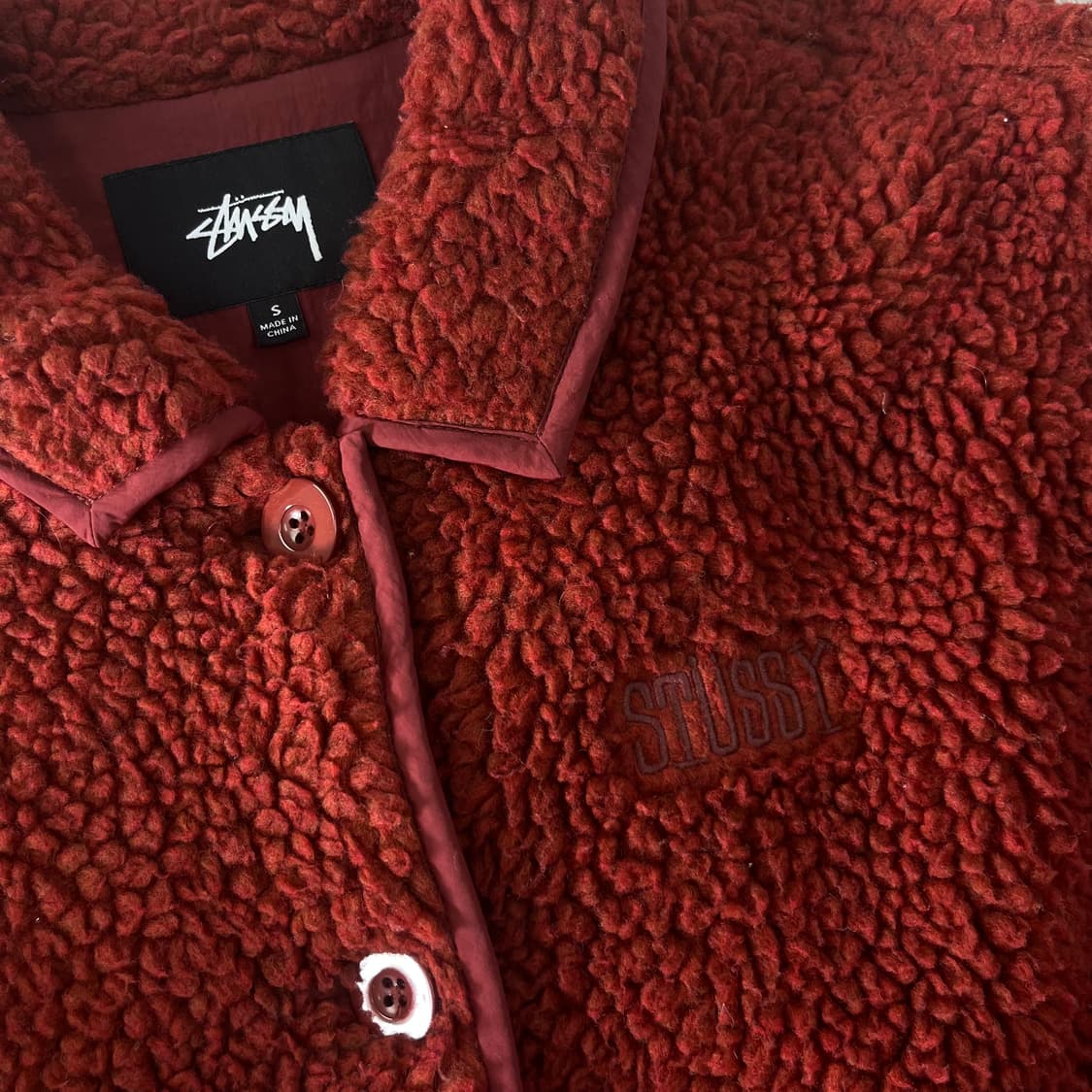 95 스투시 쉐르파 버튼 자수 카라넥 플리스 자켓  상품이미지2