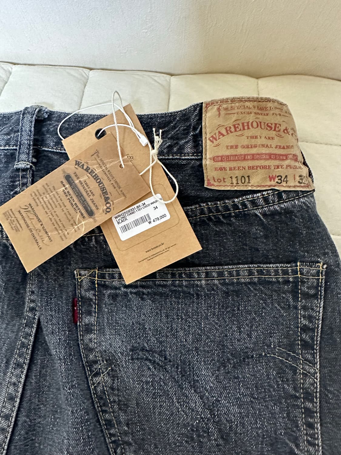 웨어하우스 Lot 2ND-HAND 1101 블랙 32LENGTH 상품이미지5