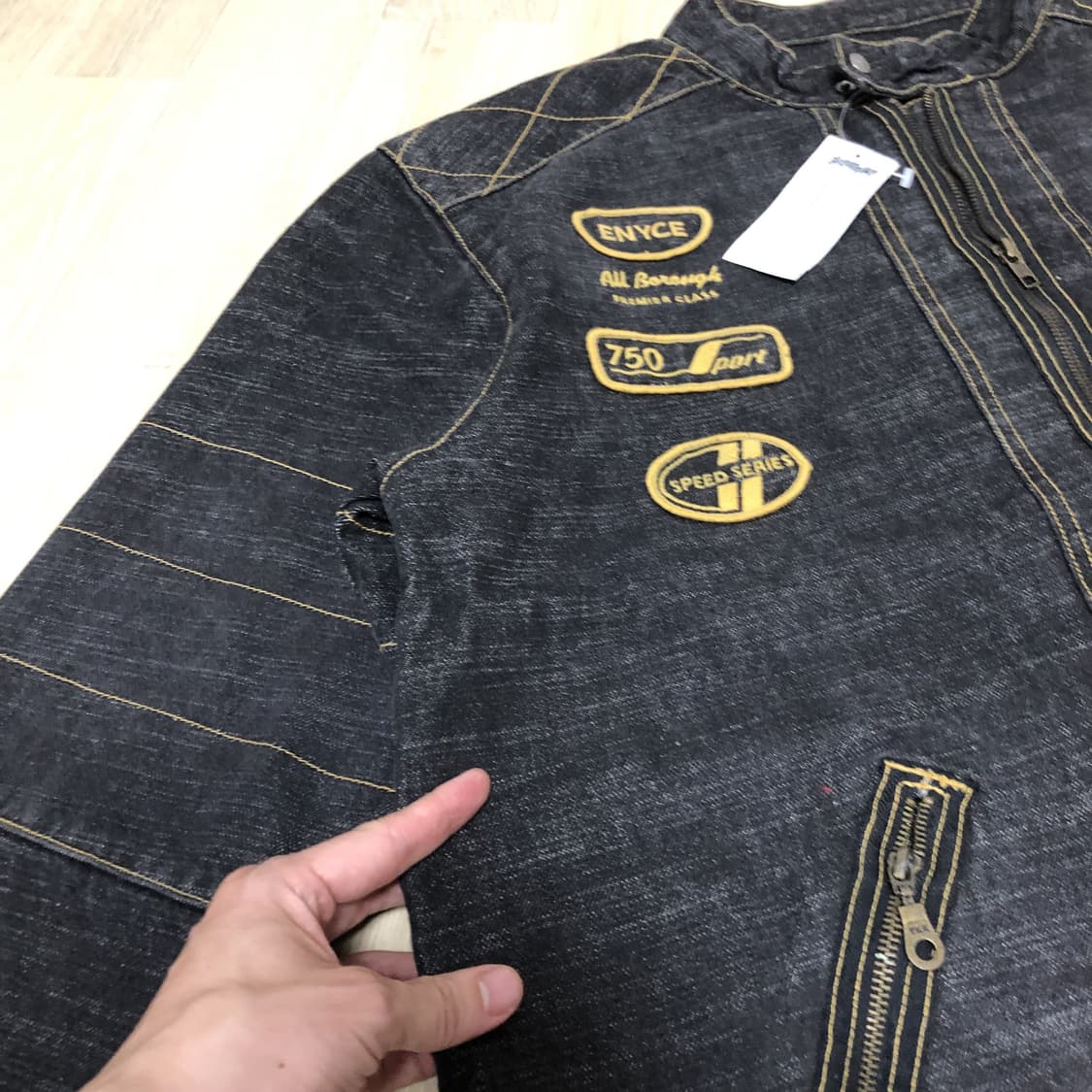 (XL) 새상품 이니찌 ENYCE 데드스탁 레이싱 패치 힙합 데님 자켓 상품이미지3