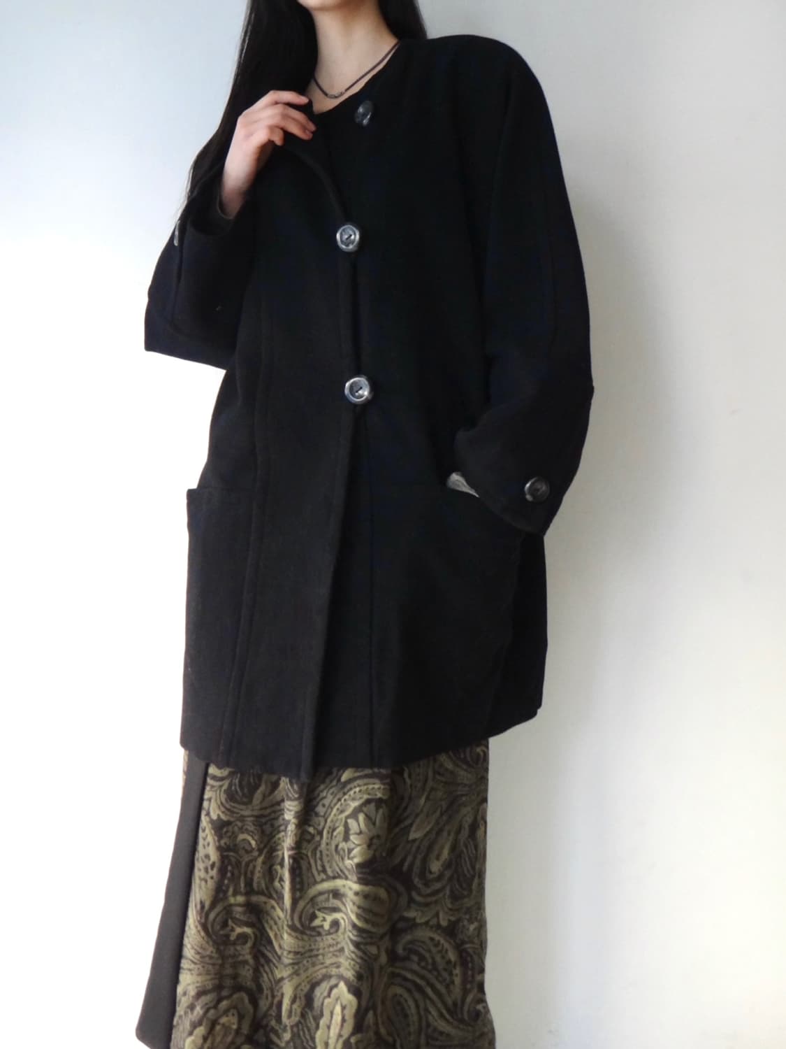Round button midi coat / black 상품이미지6