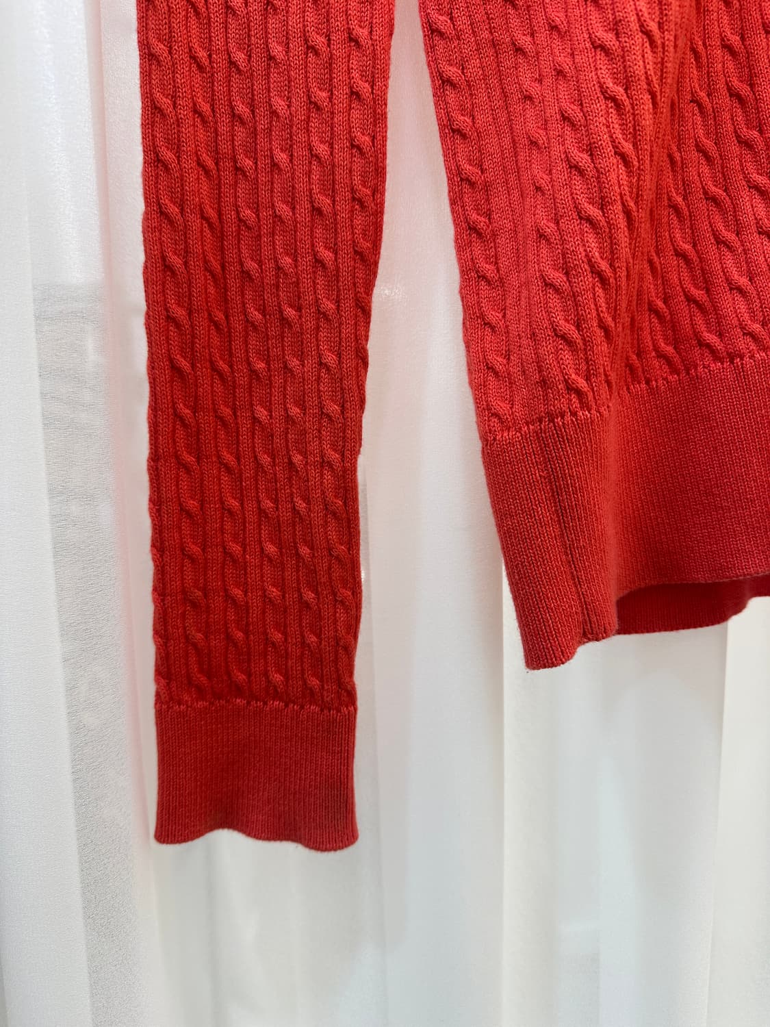 라코스테 케이블 니트 가디건 레드 상품이미지2