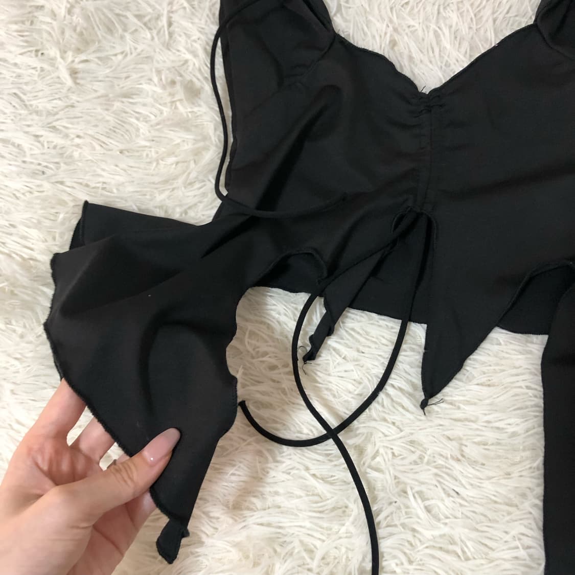 빈티지 블랙 셔링 나시 탑 상품이미지9