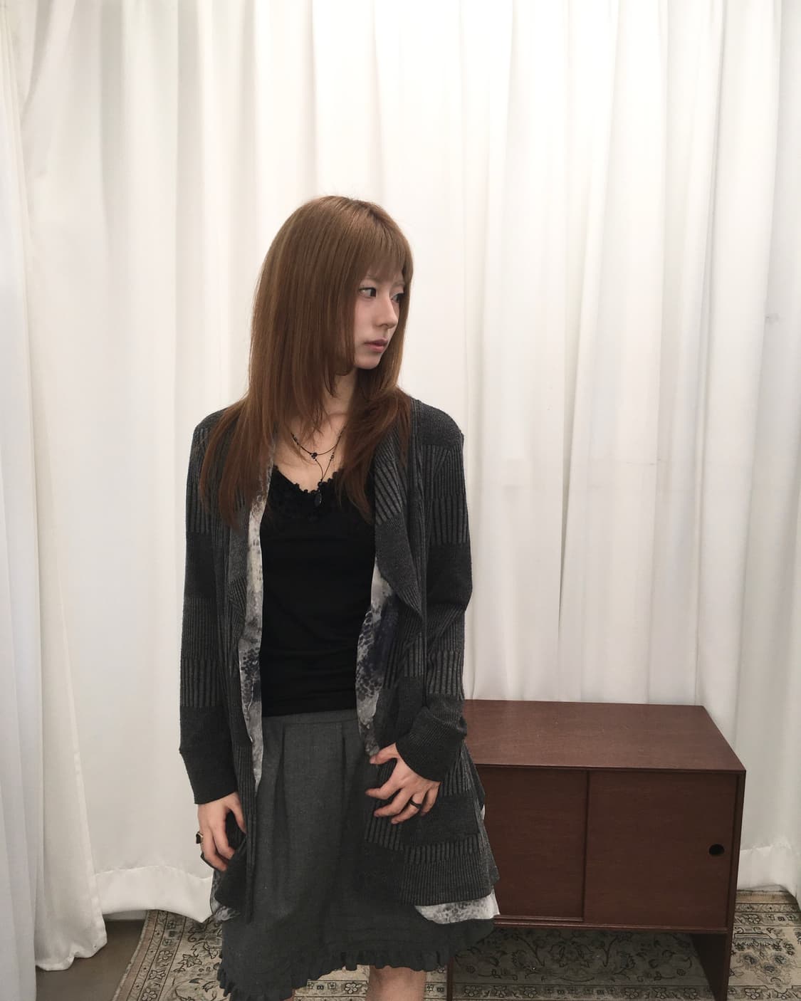 그레이 레이어드 롱 가디건 상품이미지2