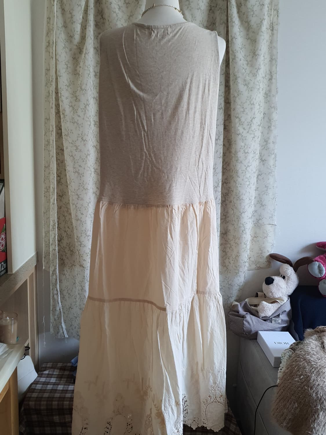 [모리걸] 레이어드 원피스 이너 아이보리 레이스 캉캉 롱 상품이미지1