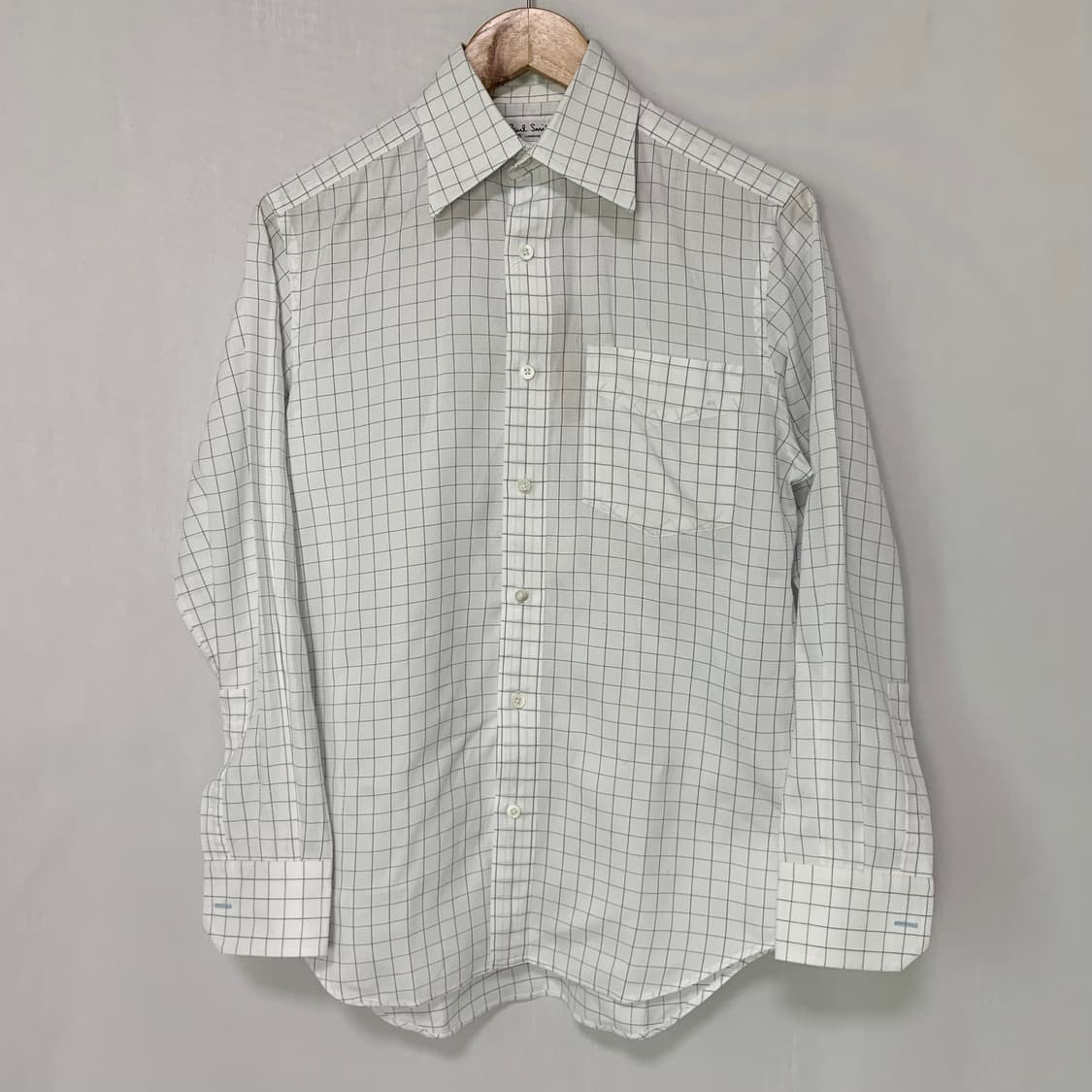 폴스미스 화이트 심플 체크 셔츠 남성 S 남녀공용 오버핏 상품이미지2