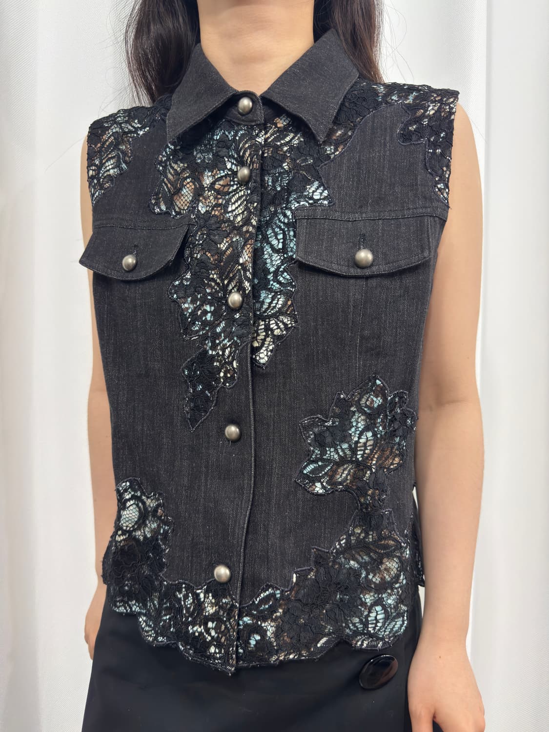 denim design vest 상품이미지3