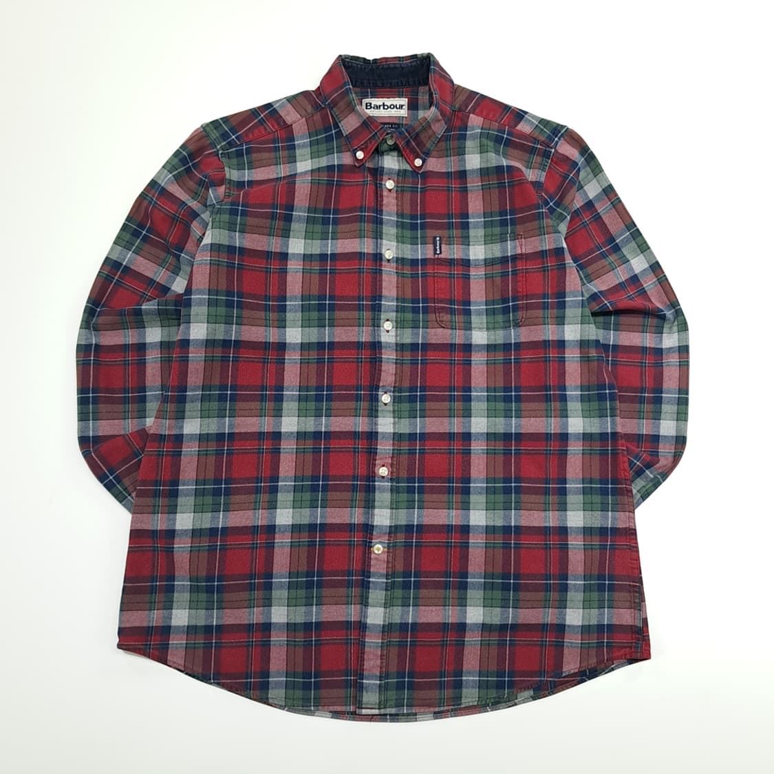 CN952 L 바버 버건디그린 타탄체크 플란넬 긴팔 셔츠 남방 상품이미지1