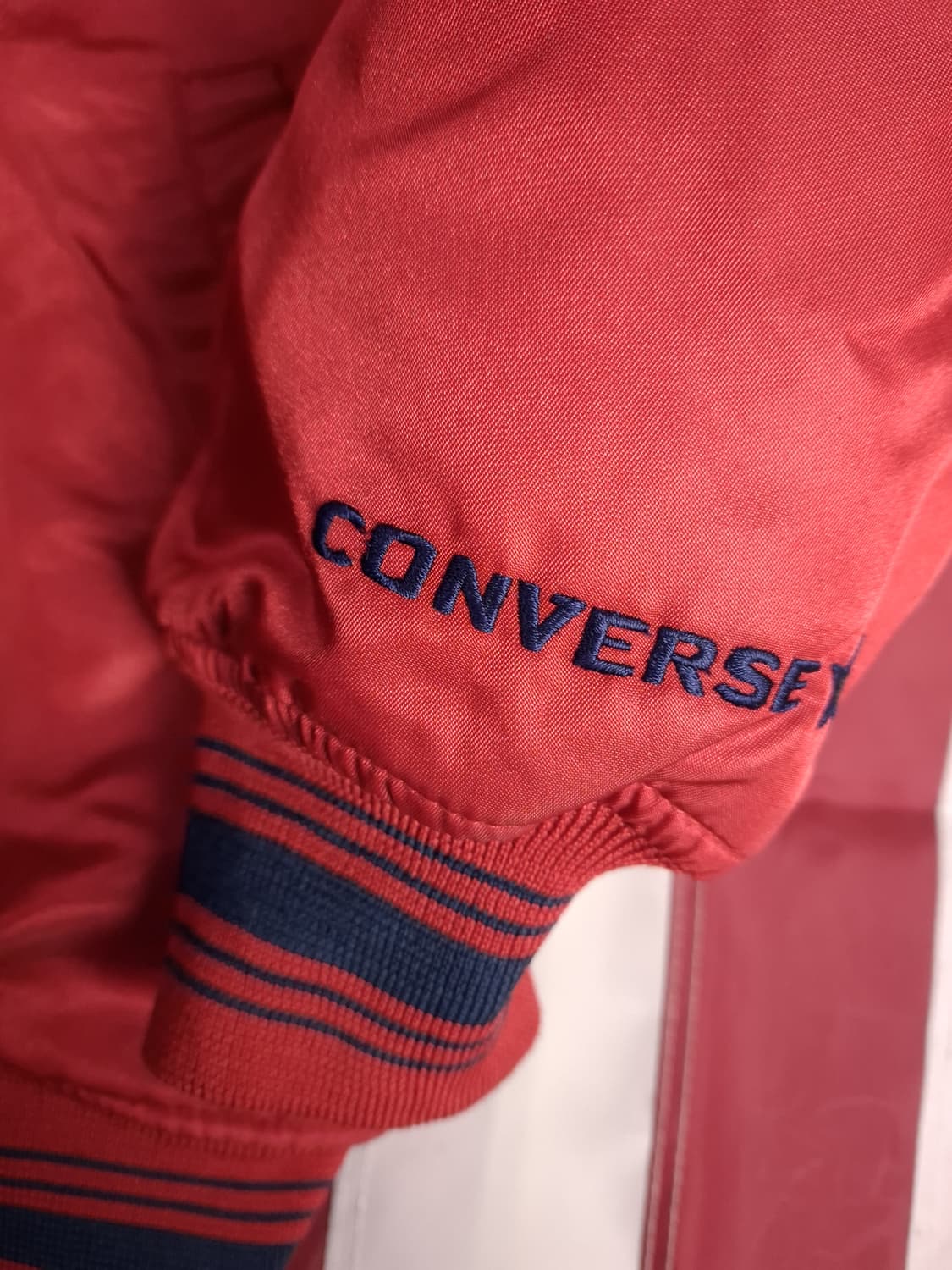 90's 일본판 컨버스 사틴 블루종 자켓 상품이미지7