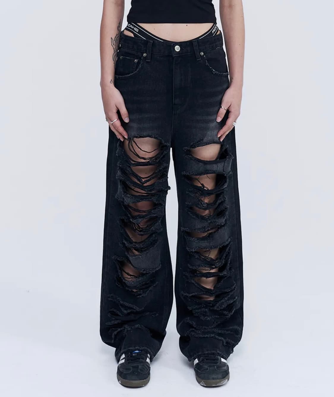 rockcake 락케이크 데미지 와이드팬츠 상품이미지1