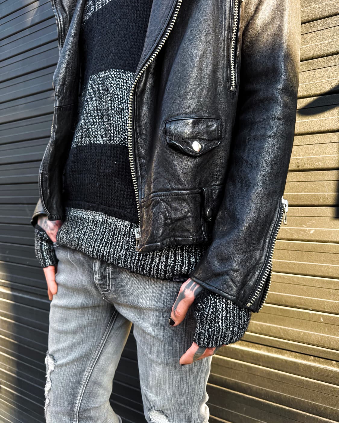 Black Leather Rider Jacket 상품이미지7