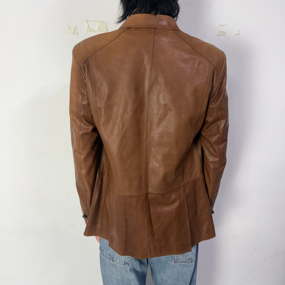 빈티지 브라운 테일러드 레더 자켓 상품이미지3
