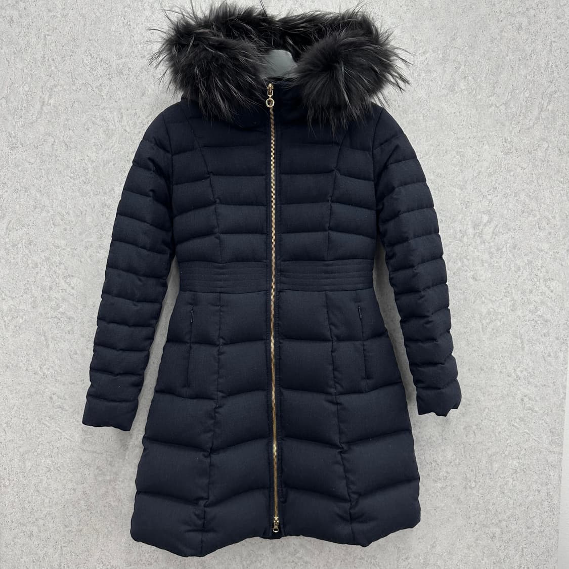 90 밀레 여자 구스다운 울 하프 패딩 상품이미지1