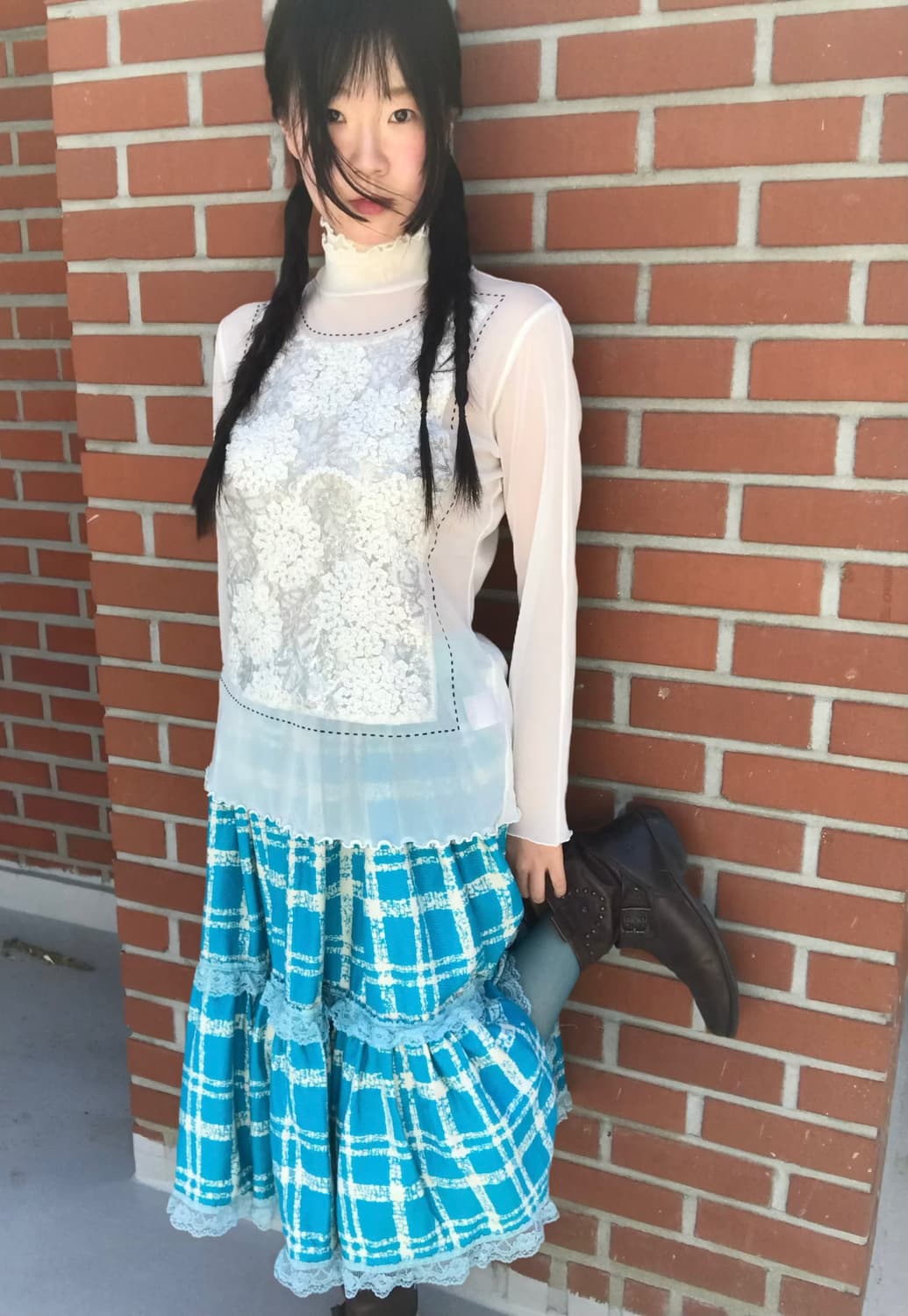 vintage flower ivory mesh top 상품이미지8