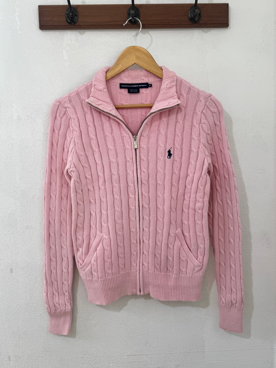 폴로 연핑크 꽈배기 집업 상품이미지2