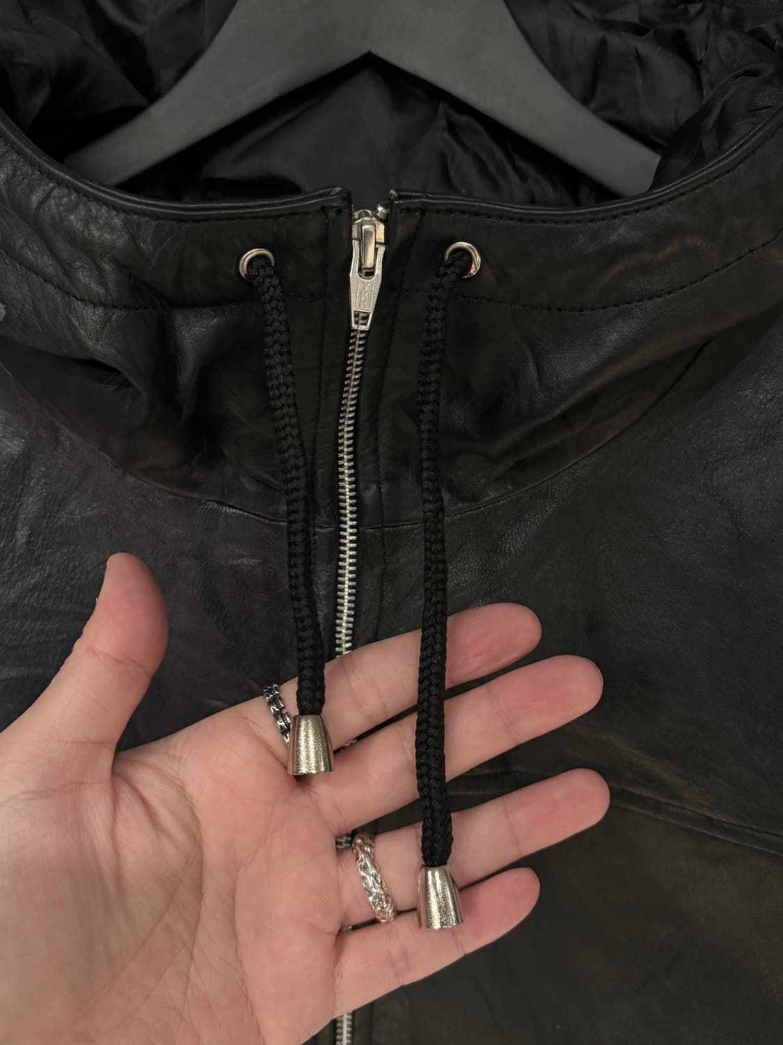 Roshell 양가죽 후드집업 가죽자켓 상품이미지4