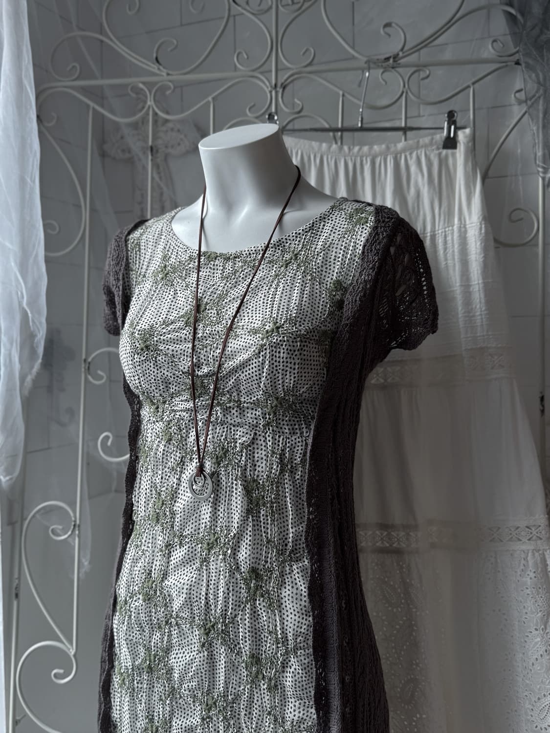 Embroidered Dot Seersucker Dress 0378 상품이미지1