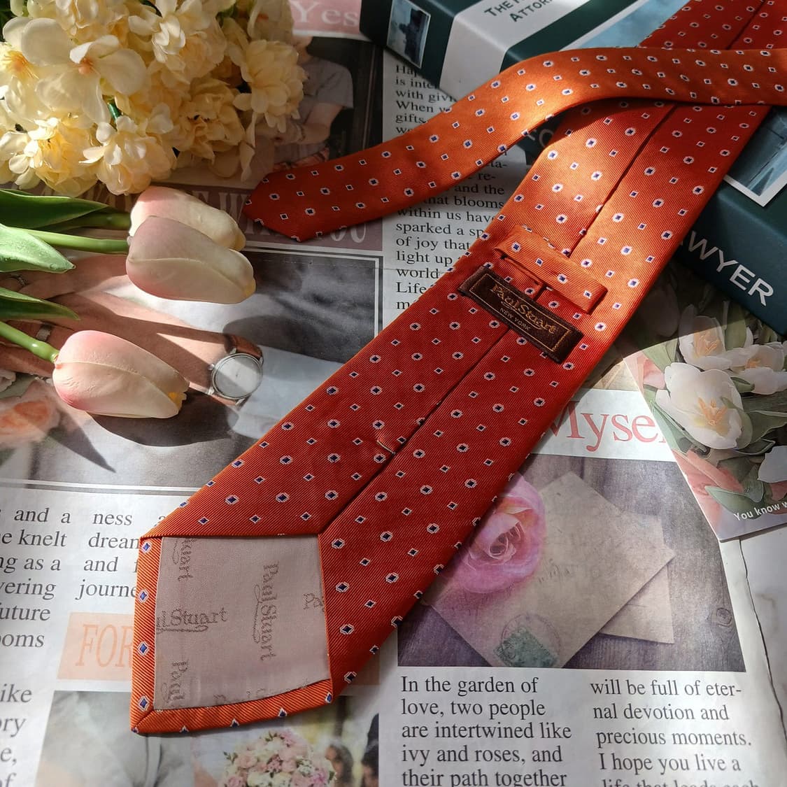 폴스튜어트 실크 오렌지 도트 패턴 넥타이 8.6cm A등급 E804
 상품이미지5