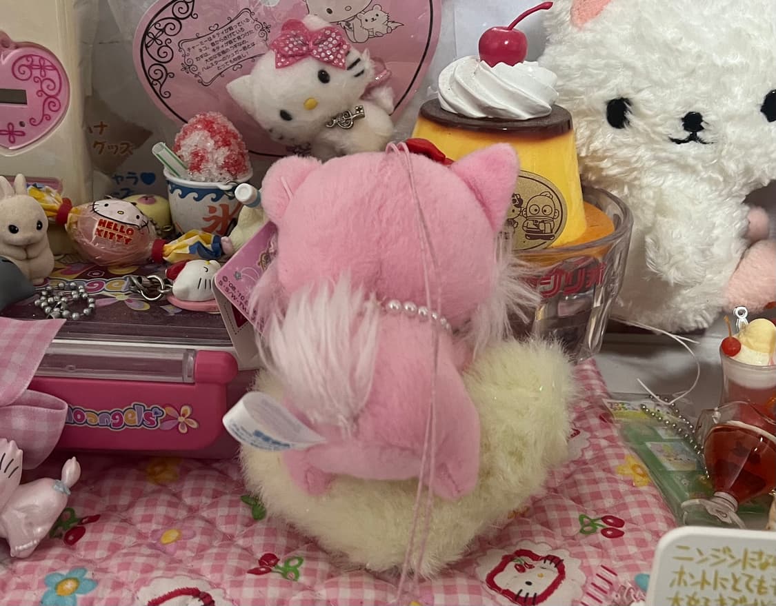 고전 쥬얼펫 하트 큐빅 보석 폼폼이 키링 스트랩 산리오 가넷 고양이 상품이미지2