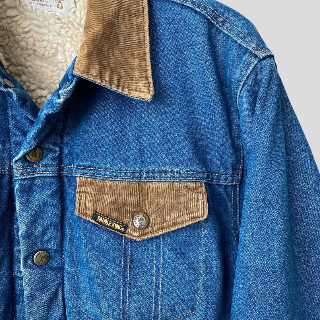 (L-XL)80s Saddle King Western 쉐르파 데님자켓 상품이미지4