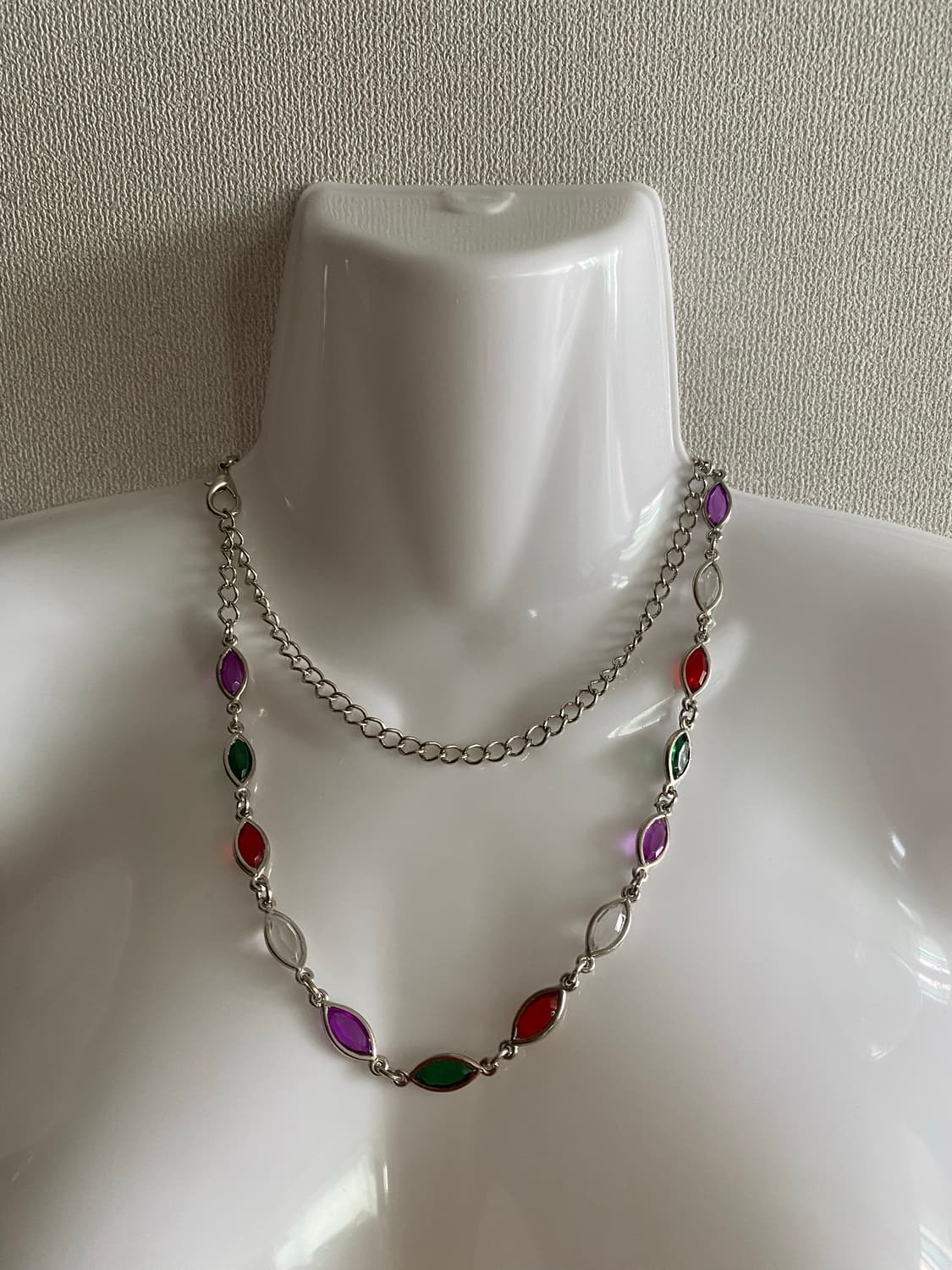 빈티지 컬러 무지개 은장 체인 목걸이 겸 벨트 상품이미지1