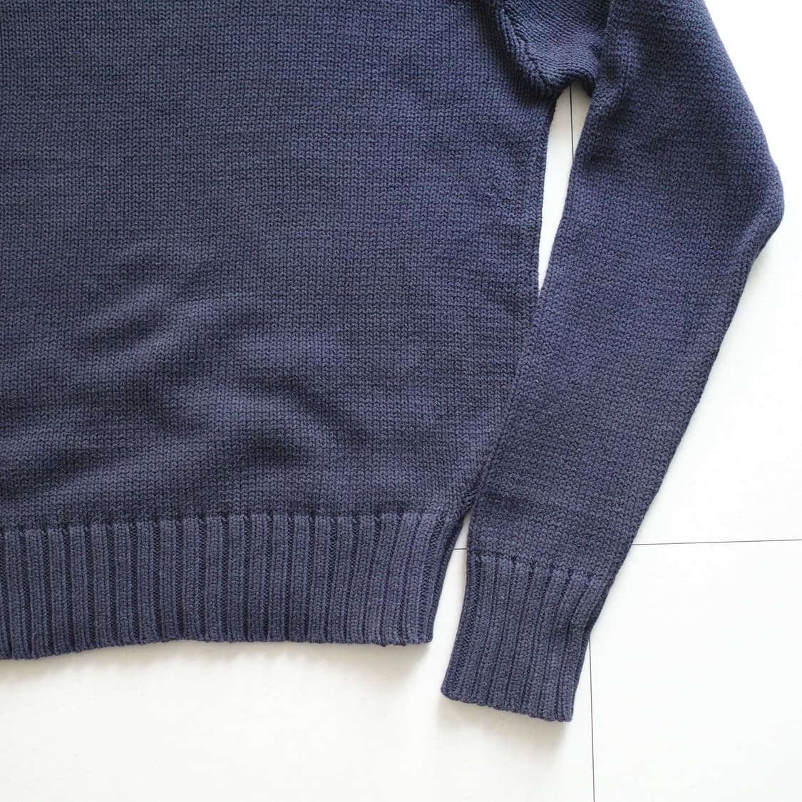 90s 폴로 랄프로렌 네이비 브이넥 코튼 니트 L 상품이미지8