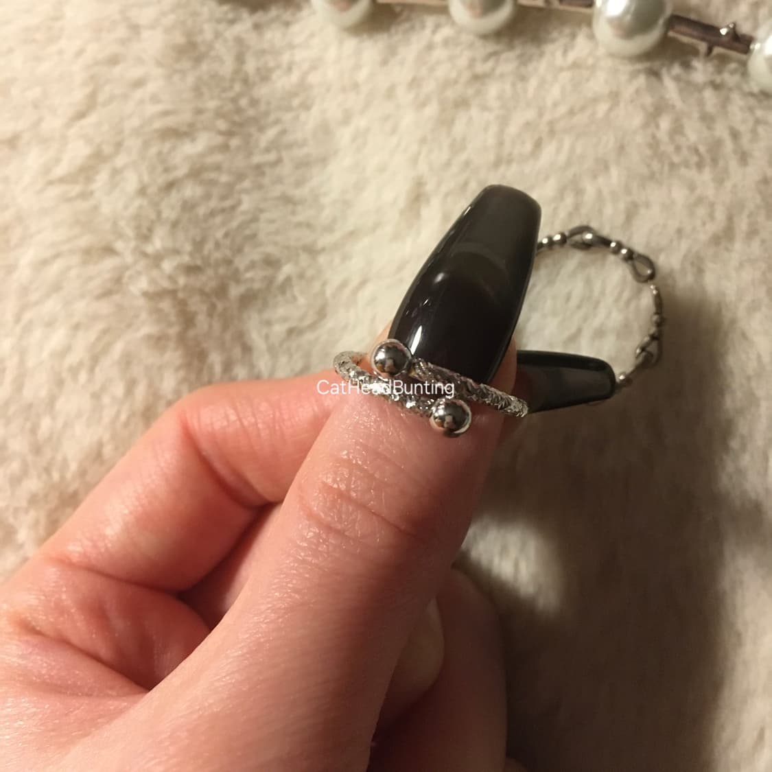 UNISEX 실버 투볼 글리터 °오픈 링° 반지 상품이미지6