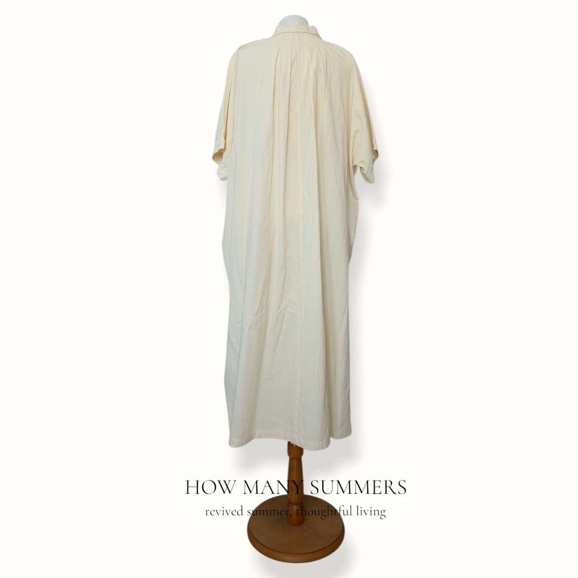 면 셔츠 롱 원피스 크림 반팔 투포켓 옆트임 상품이미지3