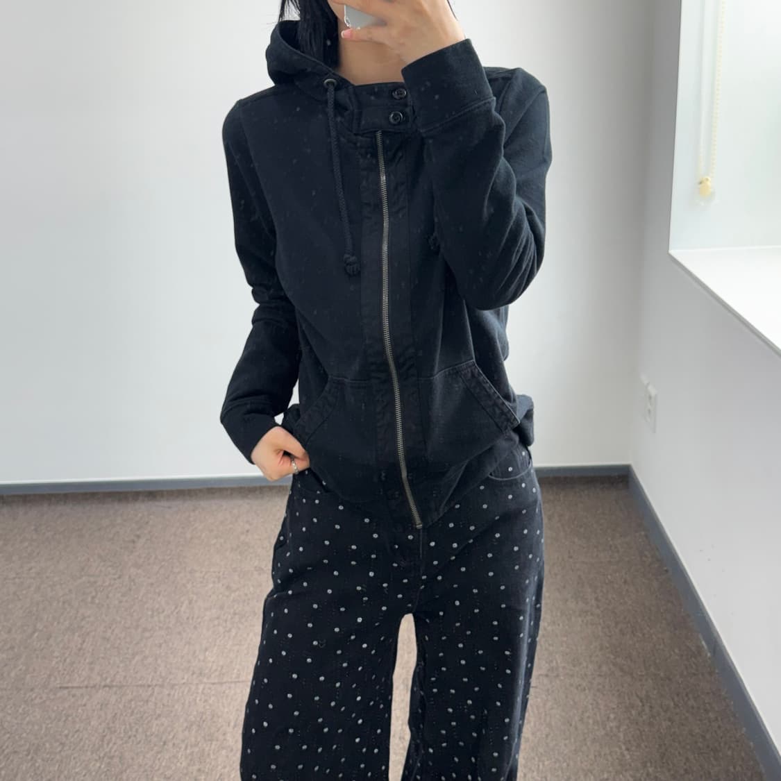 Polo 하이넥 버튼업 블랙 후드집업  상품이미지1