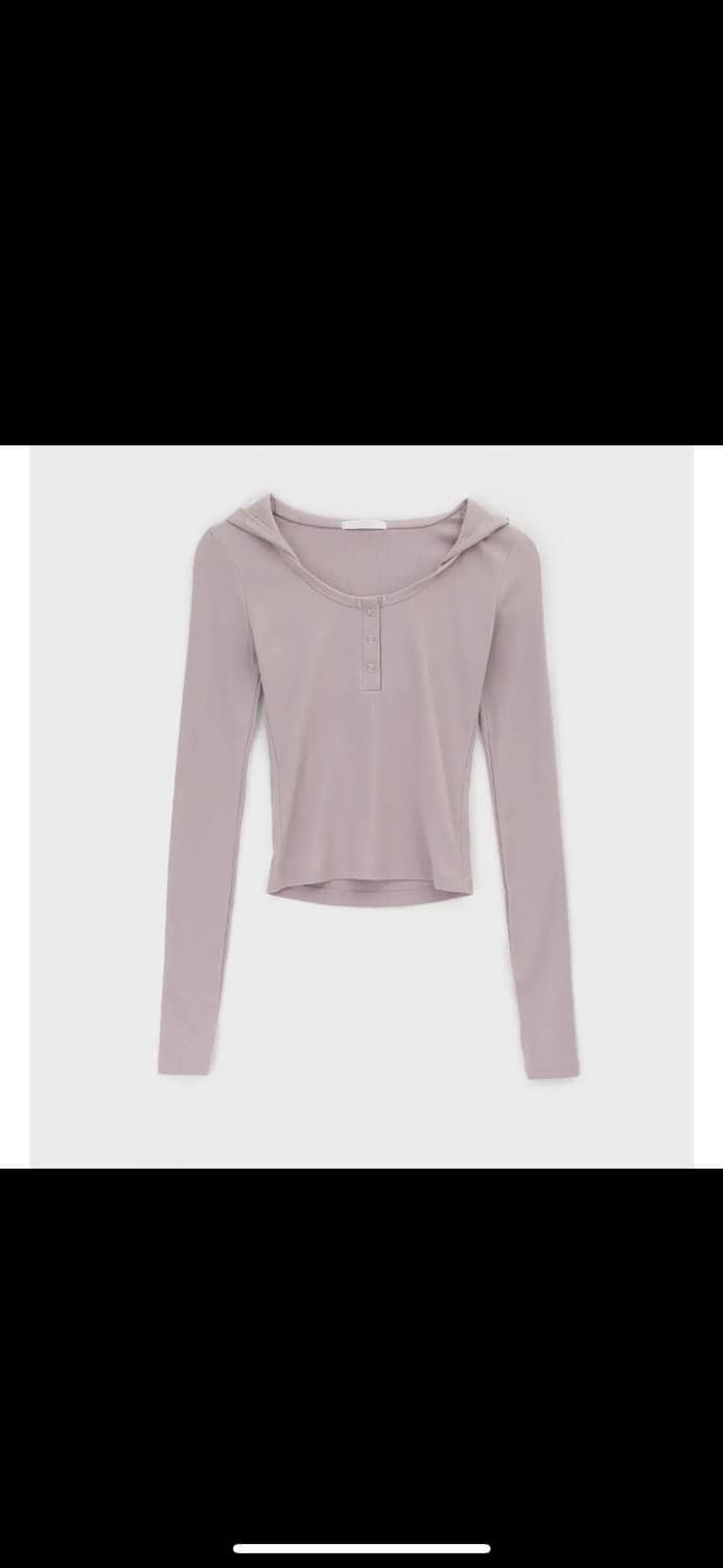 블랙업 이비아 스냅버튼 골지 워머 후드티 핑크 상품이미지1